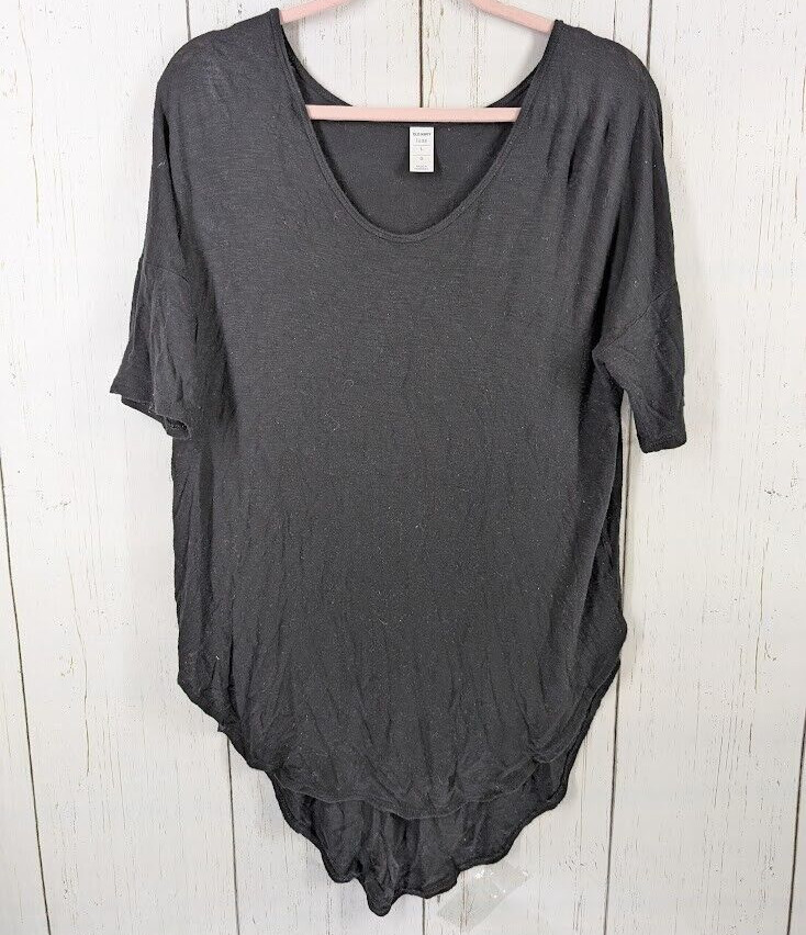 Old Navy Luxe Size Large Black Casual Womens Short Sleeve Top