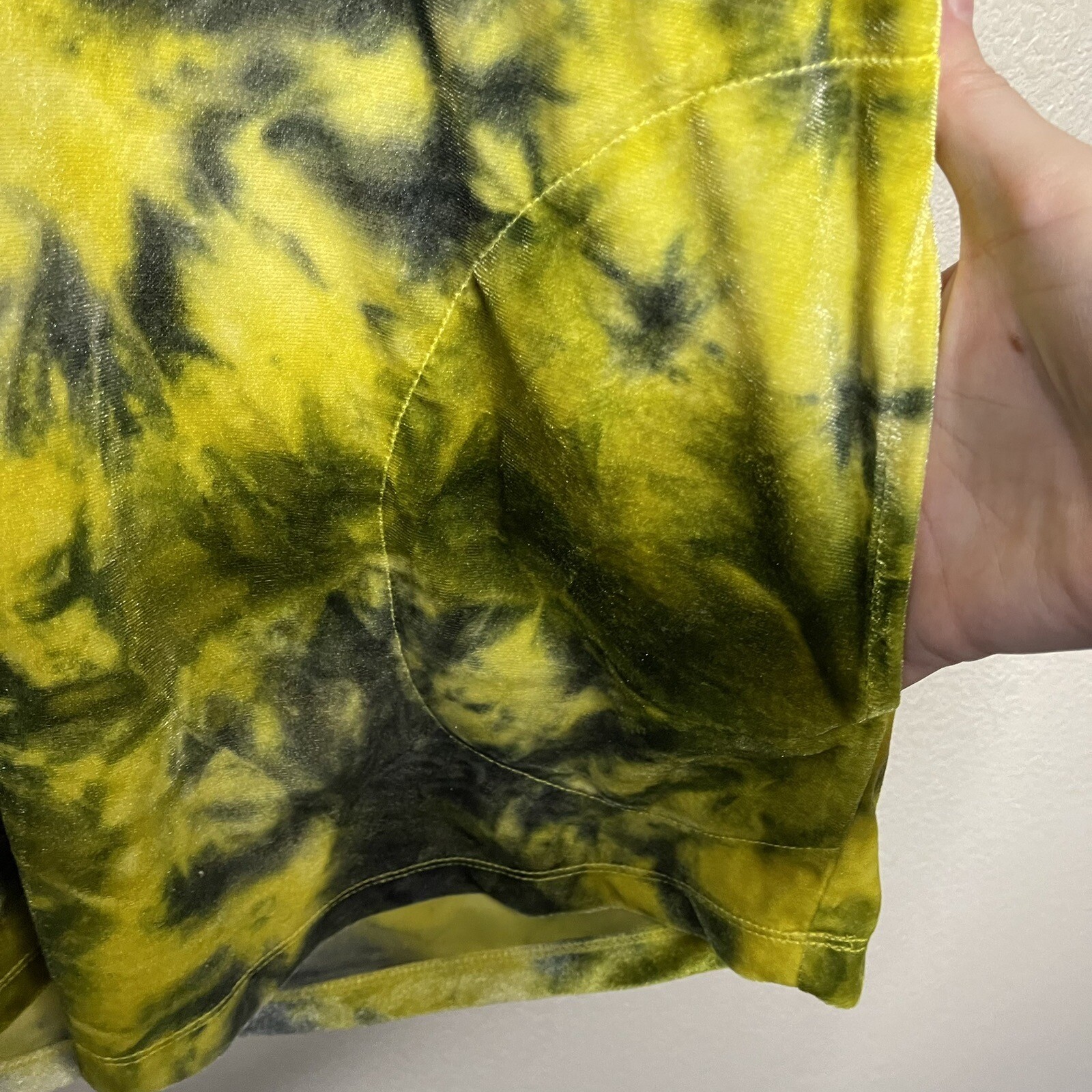 LOGO Lori Goldstein Womens Tie Dye Velour Tunic Top Sz 2X Yellow Boho Stretch