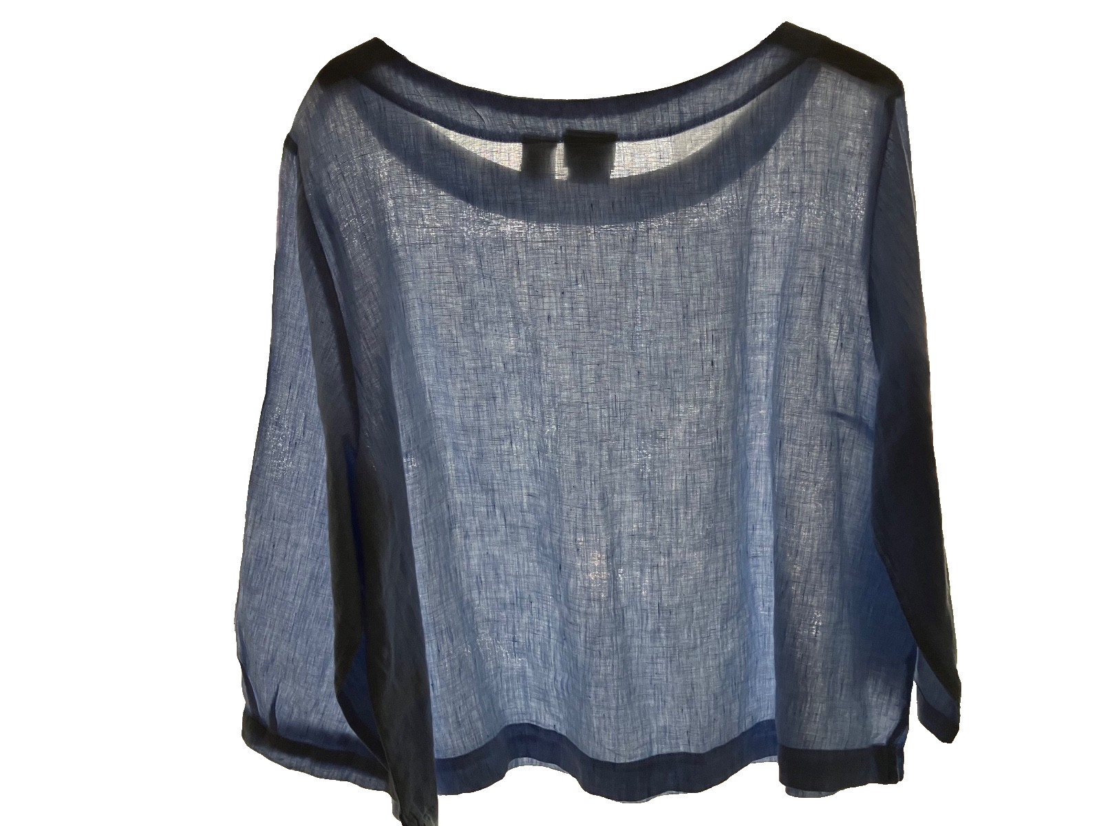 HALSTON 100% sky blue Hanky Linen top XL simple, light, classic