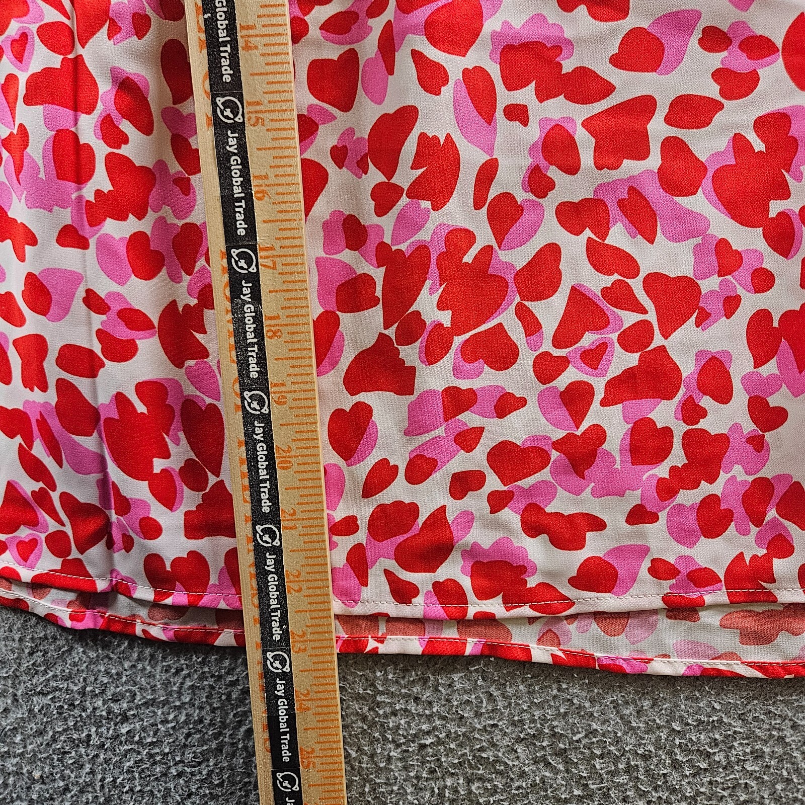 NWOT THML Top Women Small Heart Print Tassel Red Pink White Valentine