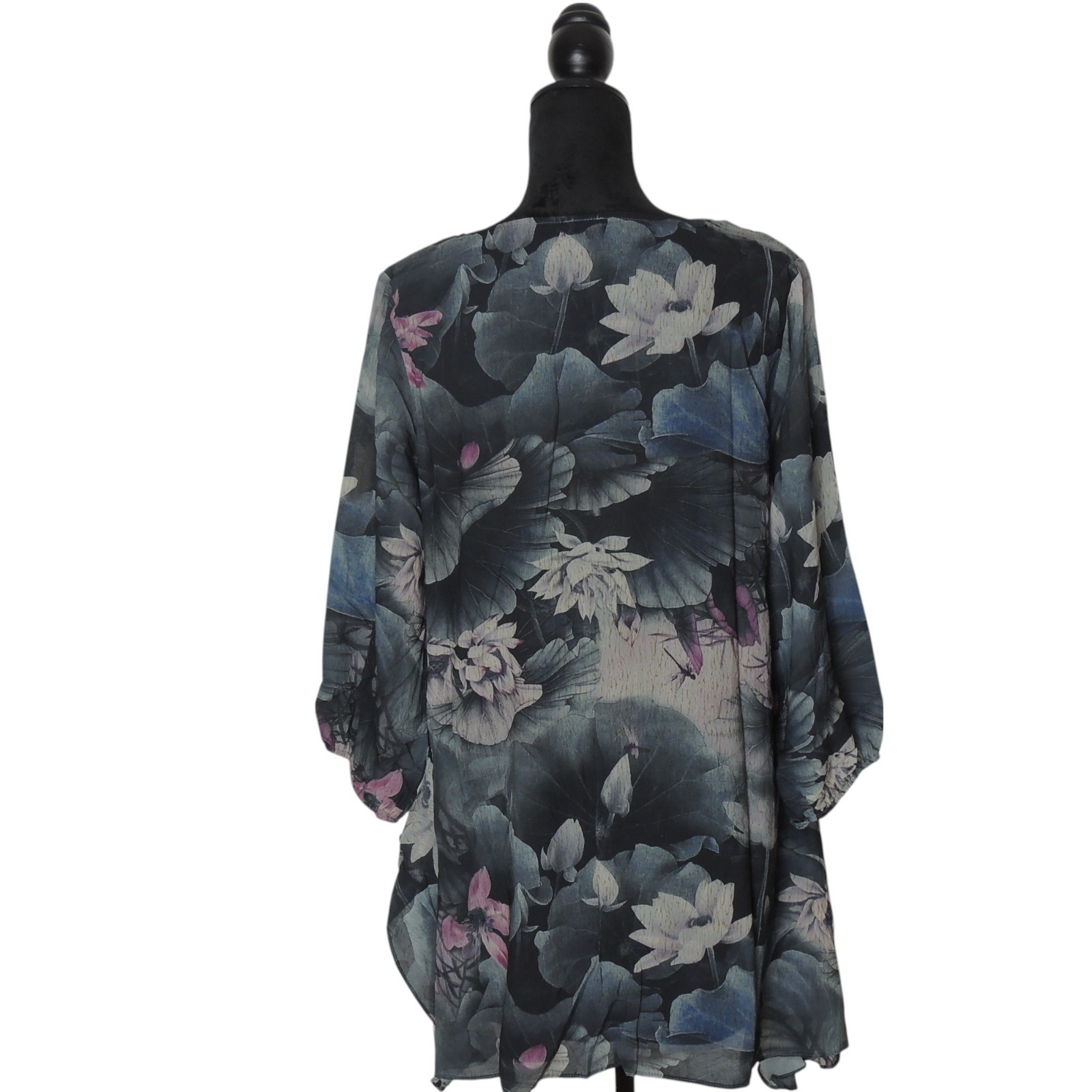 Pretty Angel Floral Layered Tunic Blouse 10977 GY/FS Medium
