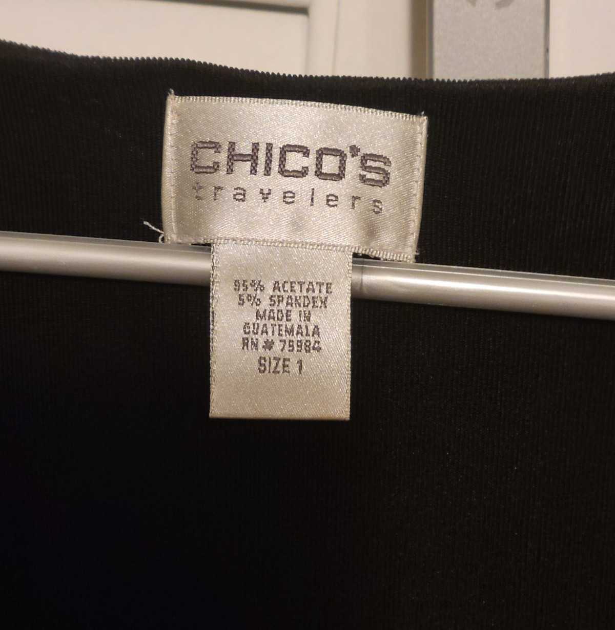 Chico’s Travelers Black Slinky Knit Two Piece Set Skirt(2-L/12) Top(1-M/8)