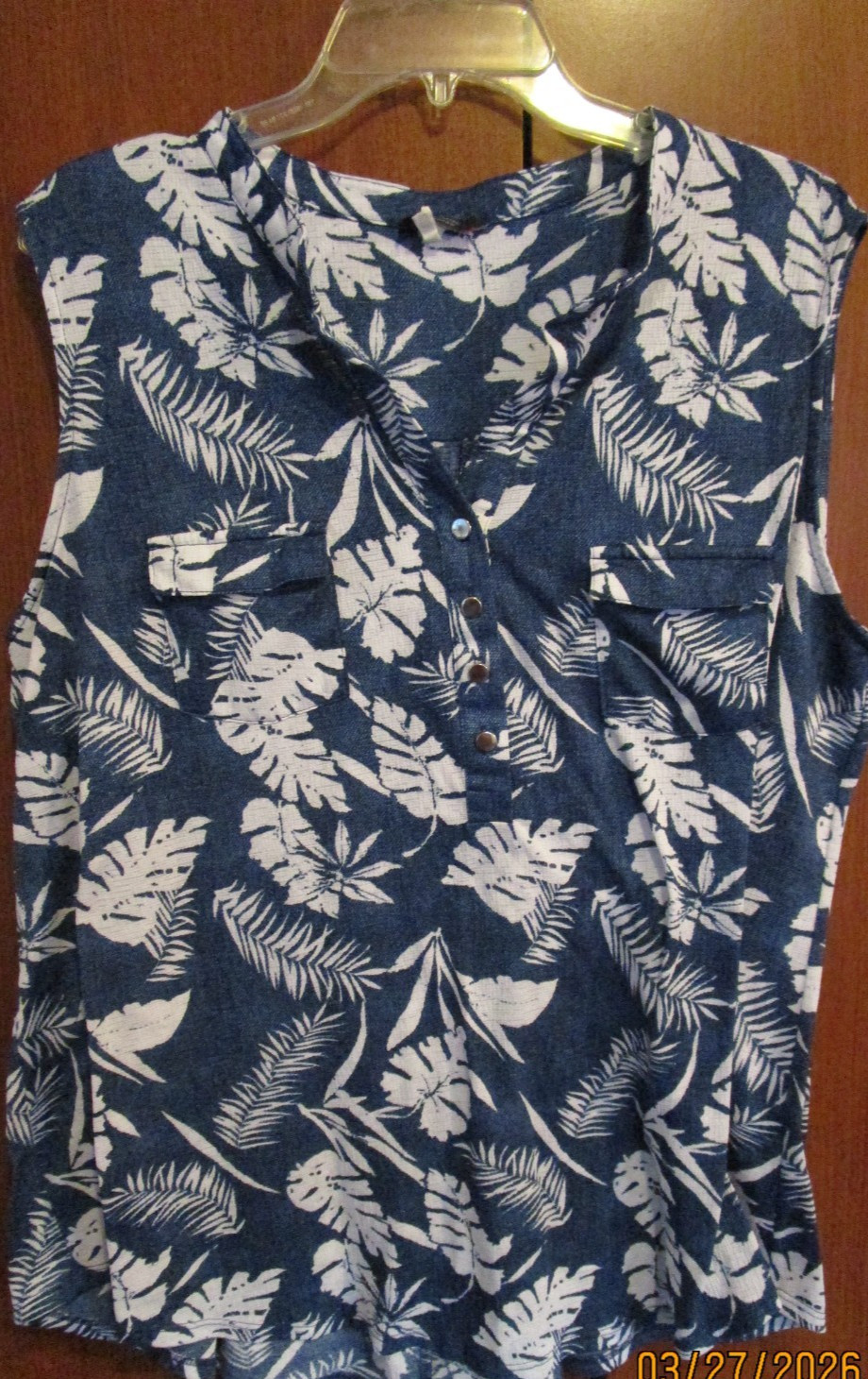 Cocomo Palm Tropical Sless Top Sz 3X Polyester Spandex Bust 48 Length 29 in