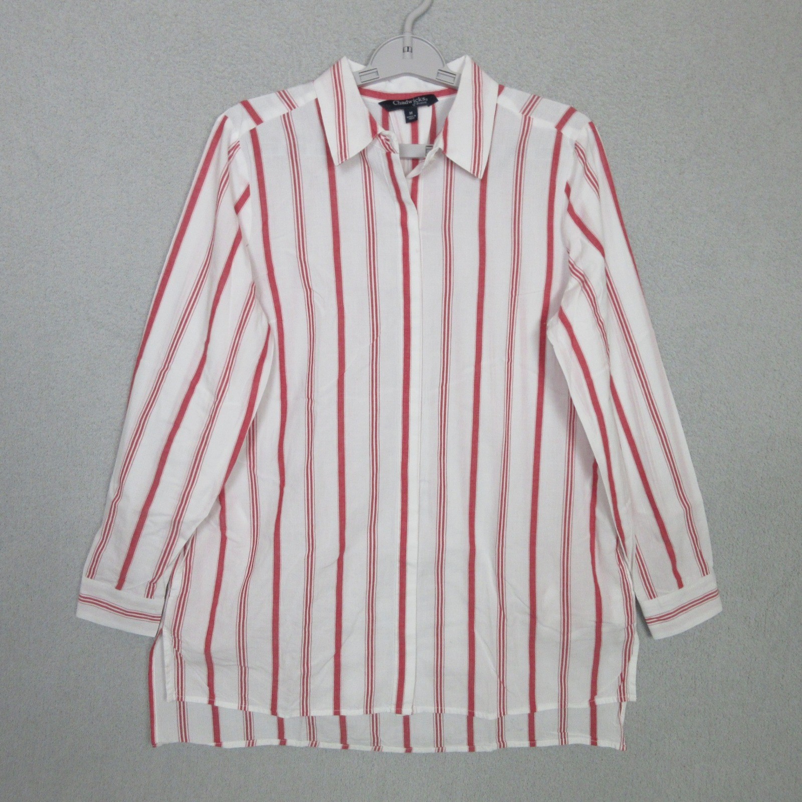 Chadwicks of Boston Button Up Tunic Shirt Red Stripe Women’s Medium