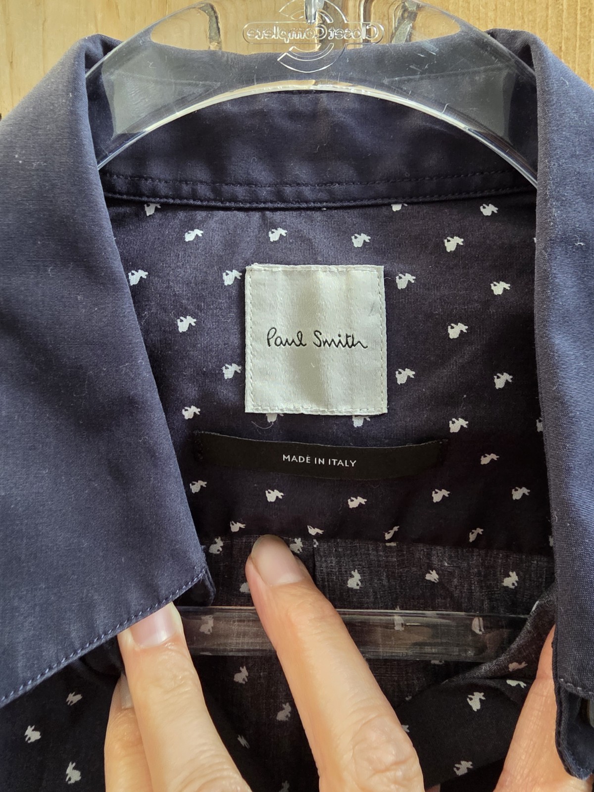 Ladies Paul Smith Rabbit Print Navy Cotton Shirt IT 42 UK 12