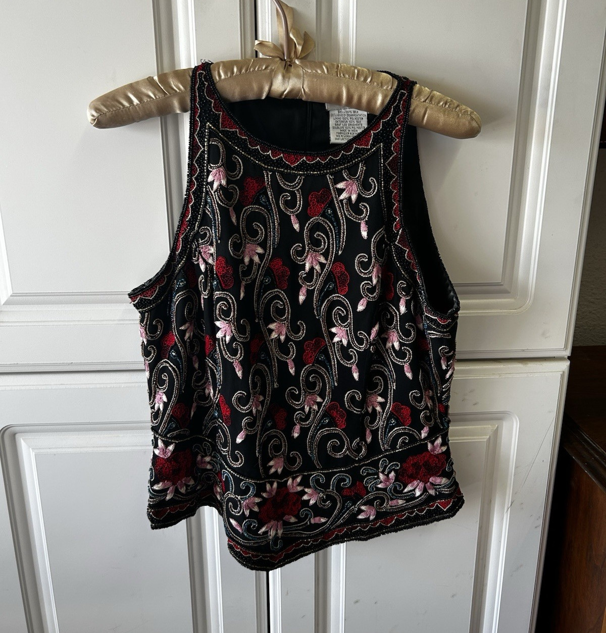Pappel Women’s Maternity M Silk Chiffon Camisole Blouse Embroidered Beaded