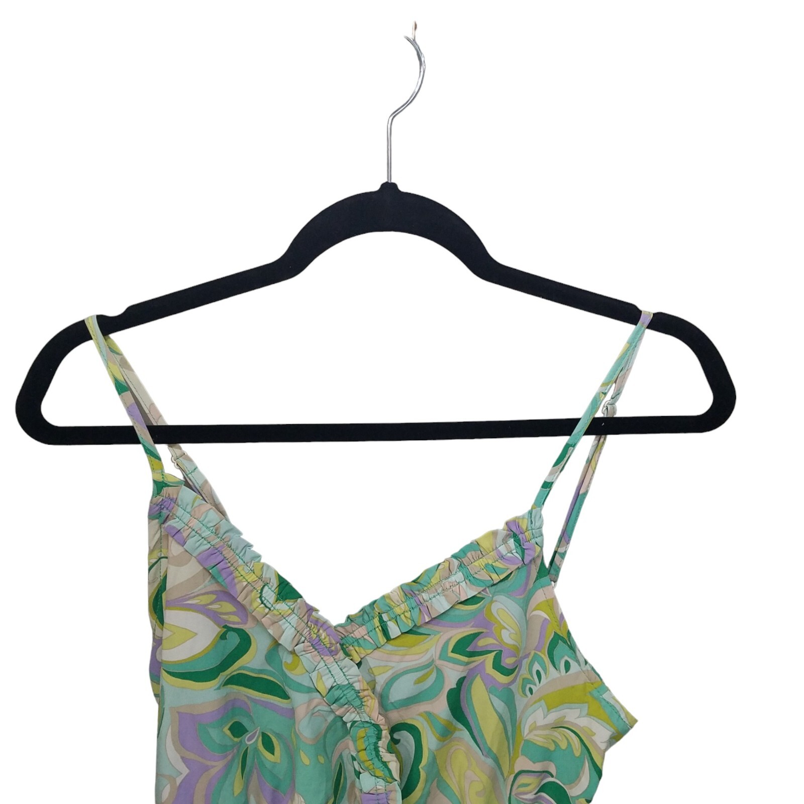 Lily White Womens Sz M Green Yellow Floral Sleeveless Blouse