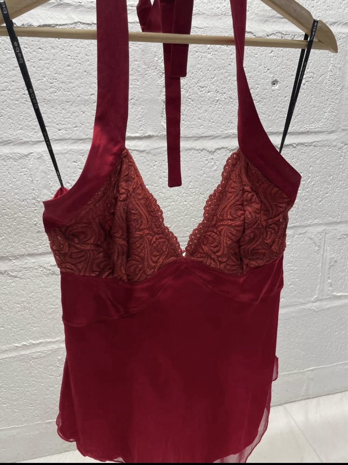 Bebe Coquette Red Lace top. size small