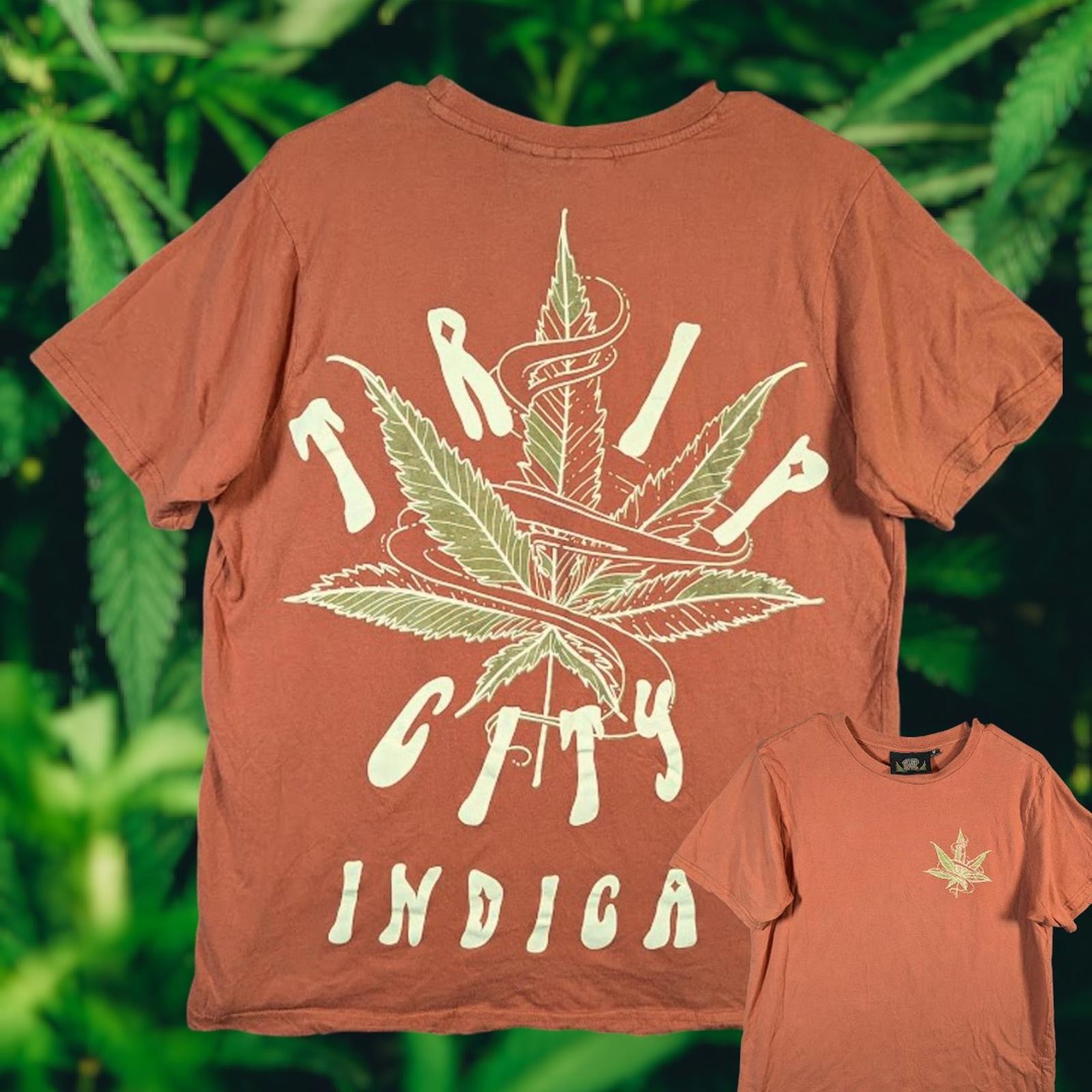 Trip City Indica Orange T-Shirt Women’s Medium Weed 420 Marijuana Pot Hippie