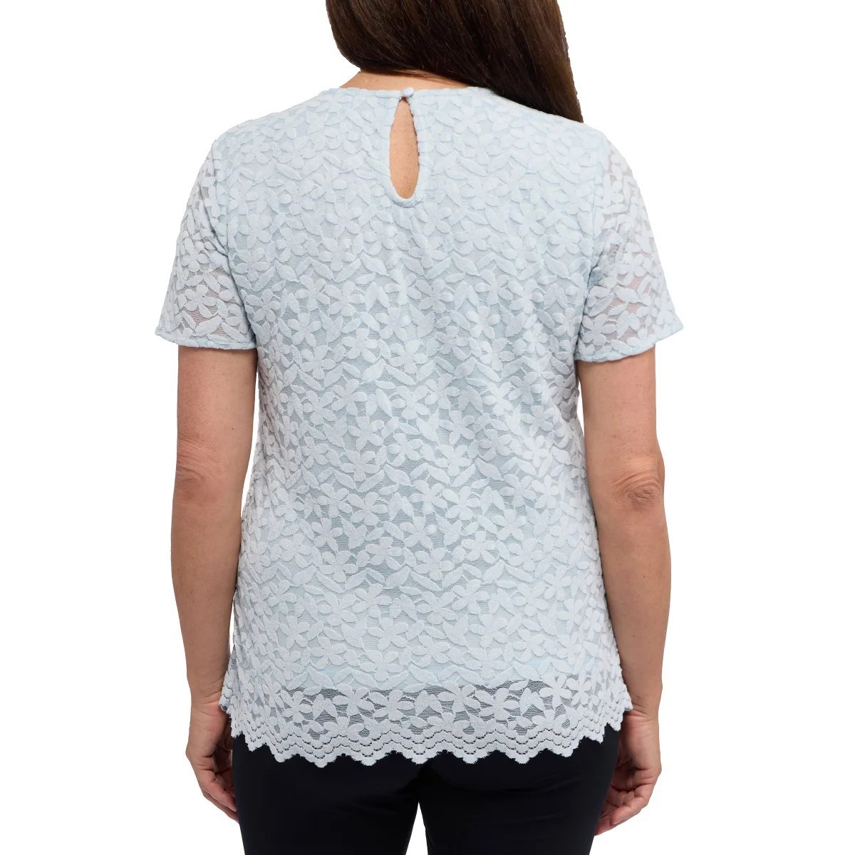 Teddi Rose Women’s Floral Lace Top Light Blue Large