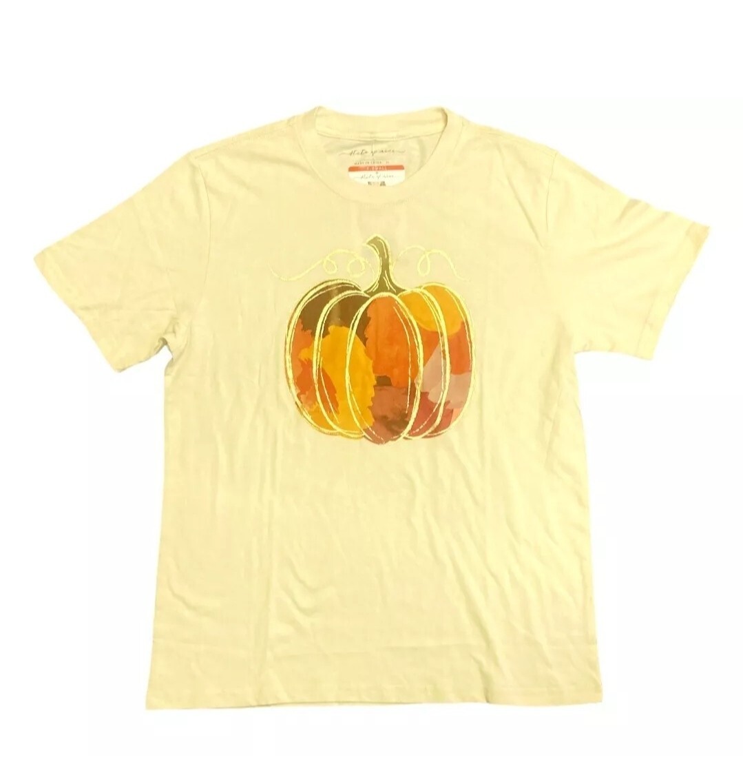 New State of Mine Women’s Fall Harvest Graphic Tee “Pumpkin” Size XL