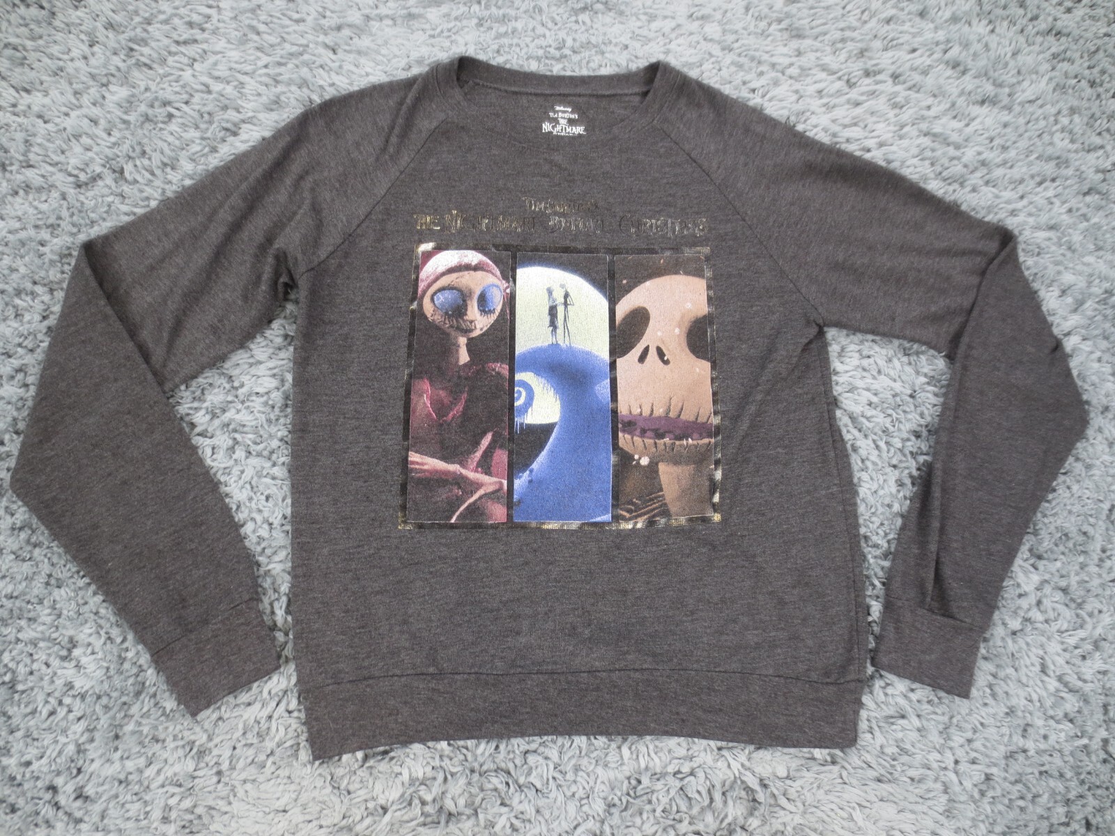 Disney The Nightmare Before Christmas Shirt Womens Medium Gray Blend Movie Print