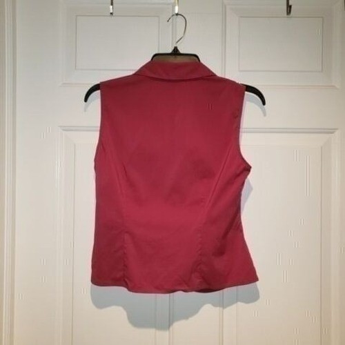 Women’s sz SP 6P Apostrophe Pink Button Down Stretch Sleeveless Blouse Shirt