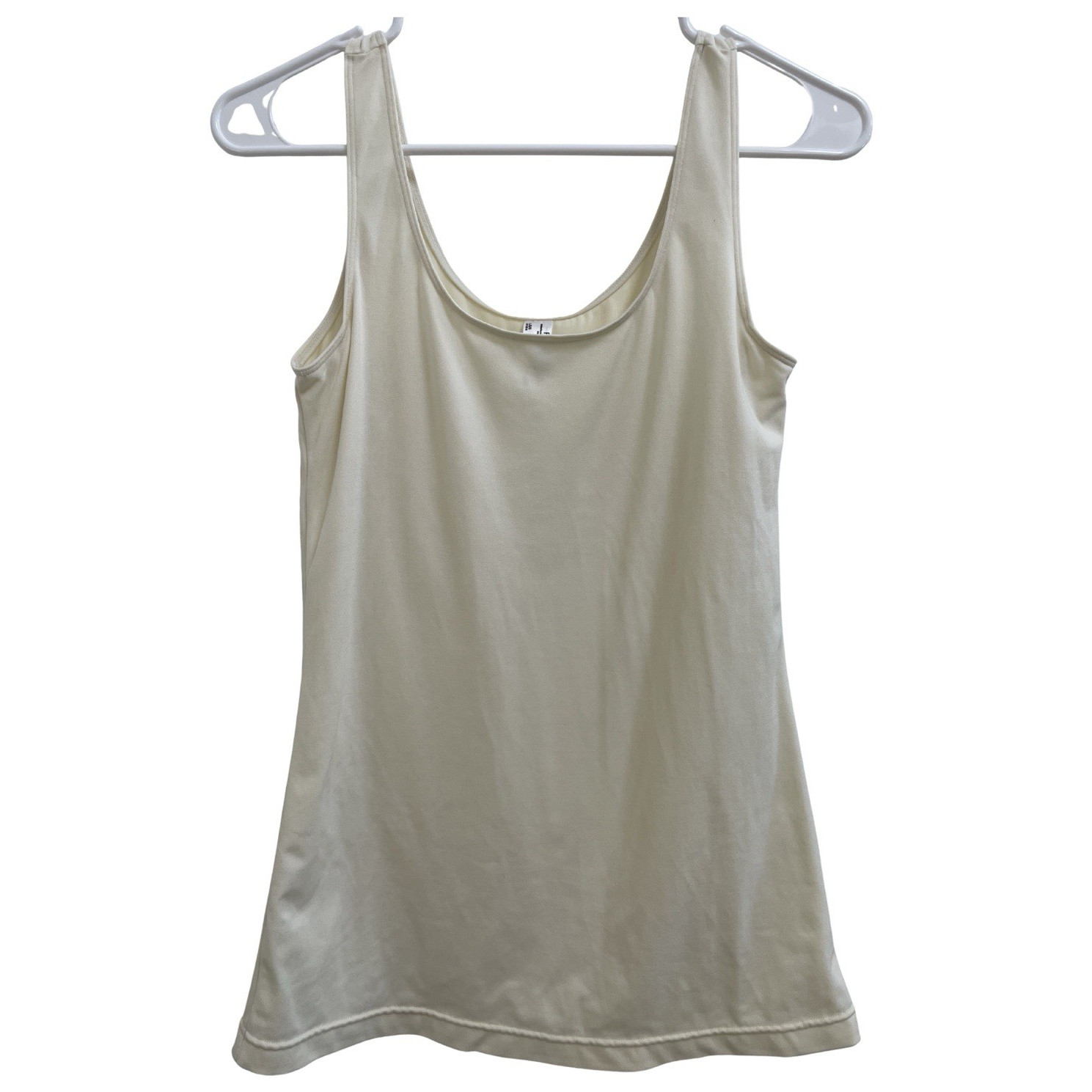 FLEXEES Women’s Beige Solid Scoop Neck Sleeveless Wide Strap Tank Top L/G