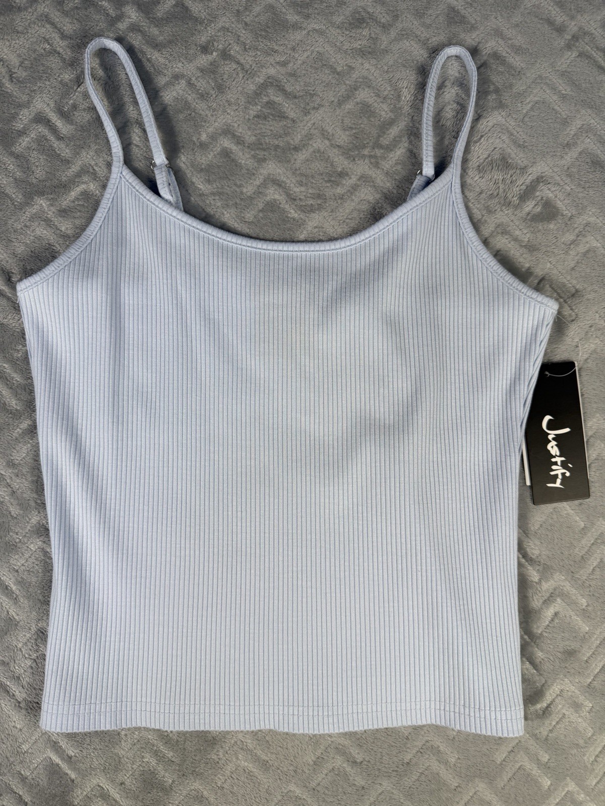 Justify Women’s Crop Top Tank Size Small Ribbed Camisole Baby Blue NWT Casual