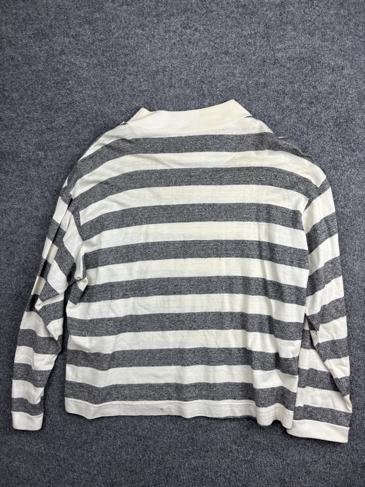 VNTG Joujou Shirt Womens One Size Gray Stripe Mock Neck Ski Alpes Embroidered