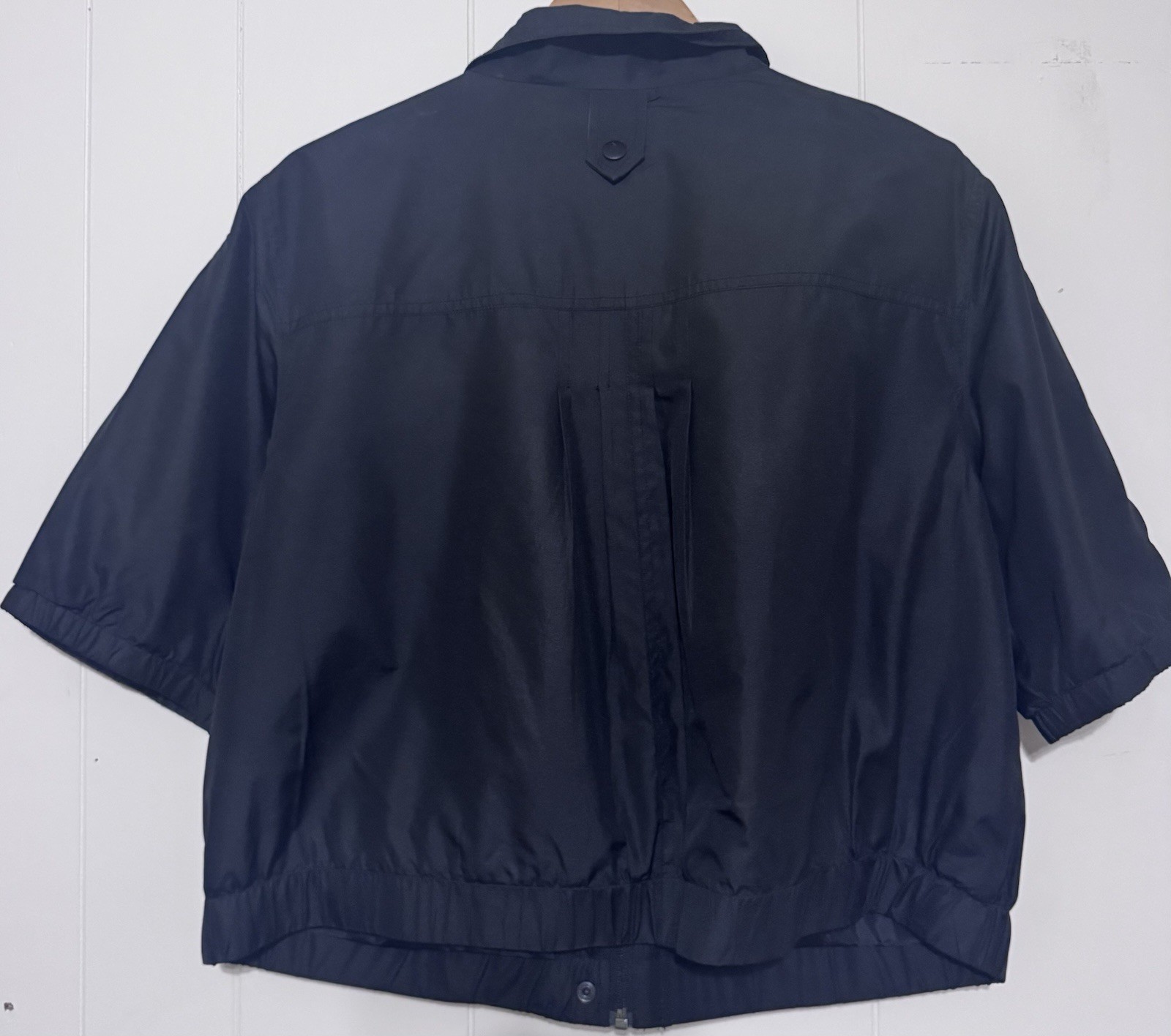 Chicos Black Windbreaker Jacket Size 3 Short Sleeve Zip Snap Lightweight XL