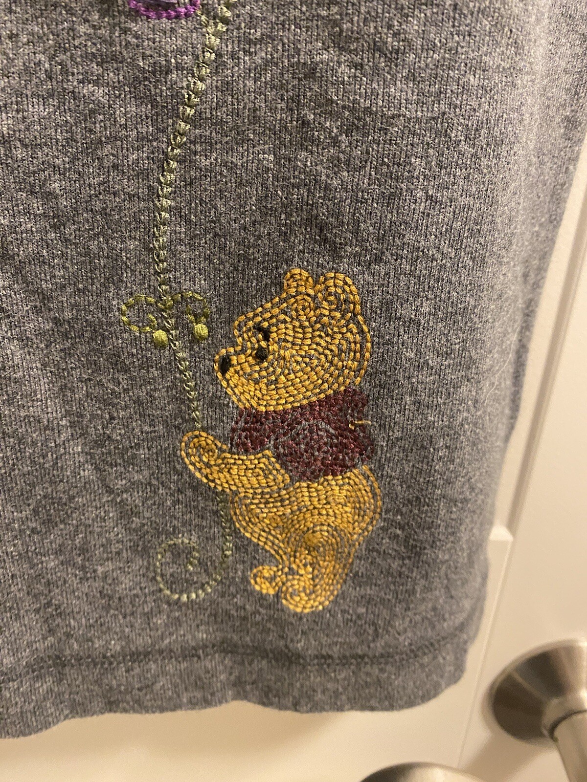 Disney Store S Tank Top Winnie The Pooh Embroidered Gray Shirt Cute Small Sm