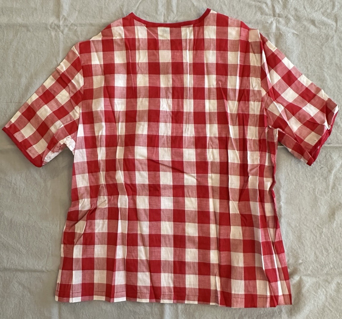 Vintage 50s Bay City Mills Red Gingham Cotton Blouse Sz 38 NOS Wash ’N Wear USA