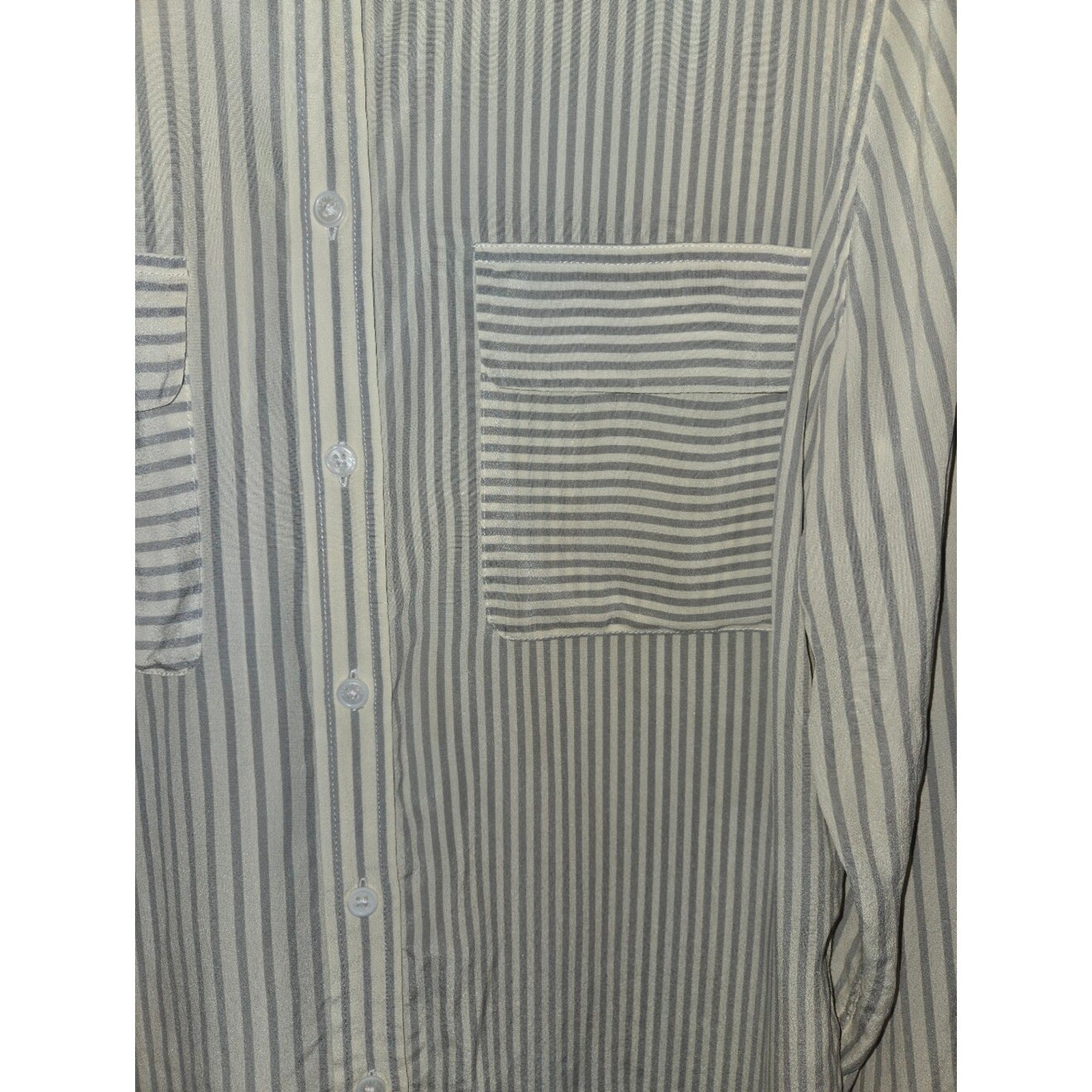 Equipment Femme 100% Silk Striped Button Down Blouse M Quiet Luxury