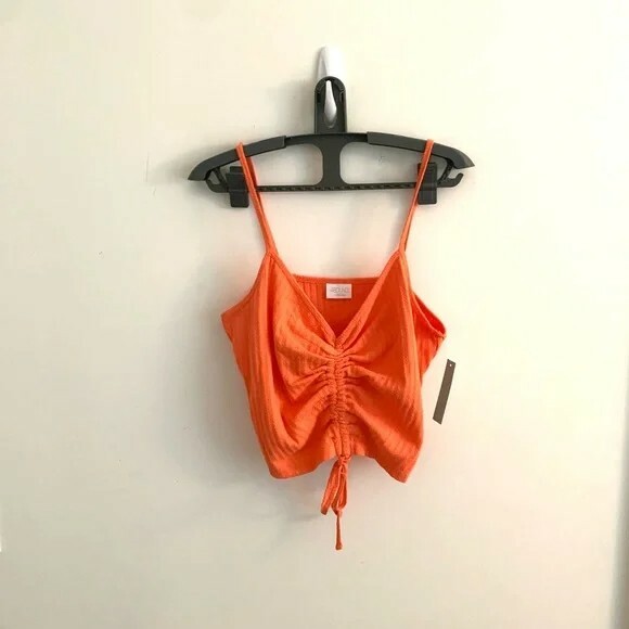 Abound stripped Orange Ruched Front Strappy Crop Top size large