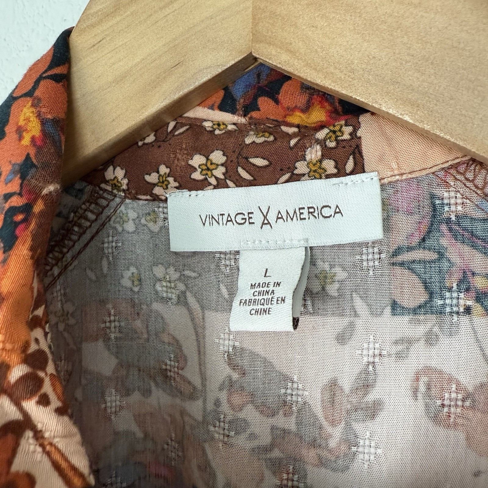 Vintage America Patchwork Button Up Womens Large Indie Country Rustic Cowgirl