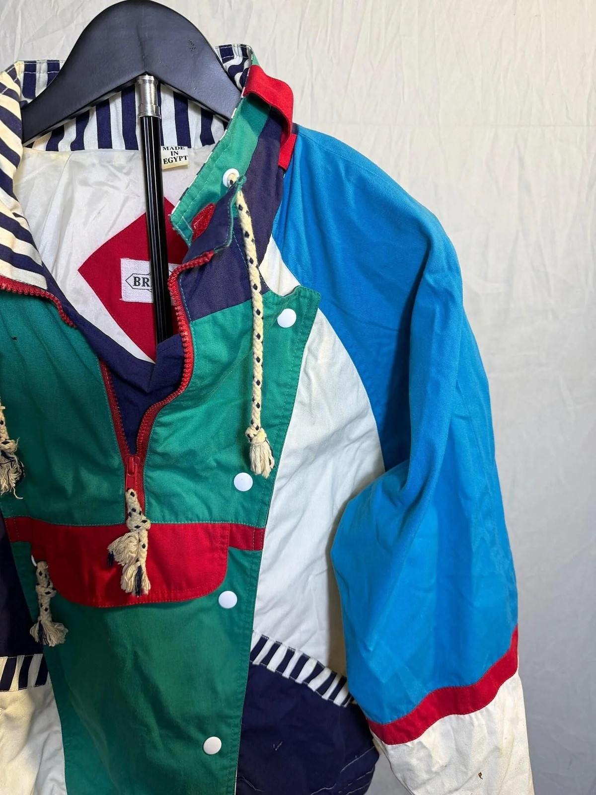 Vintage Braetan Color Block Windbreaker Jacket M 80s 90s Nautical