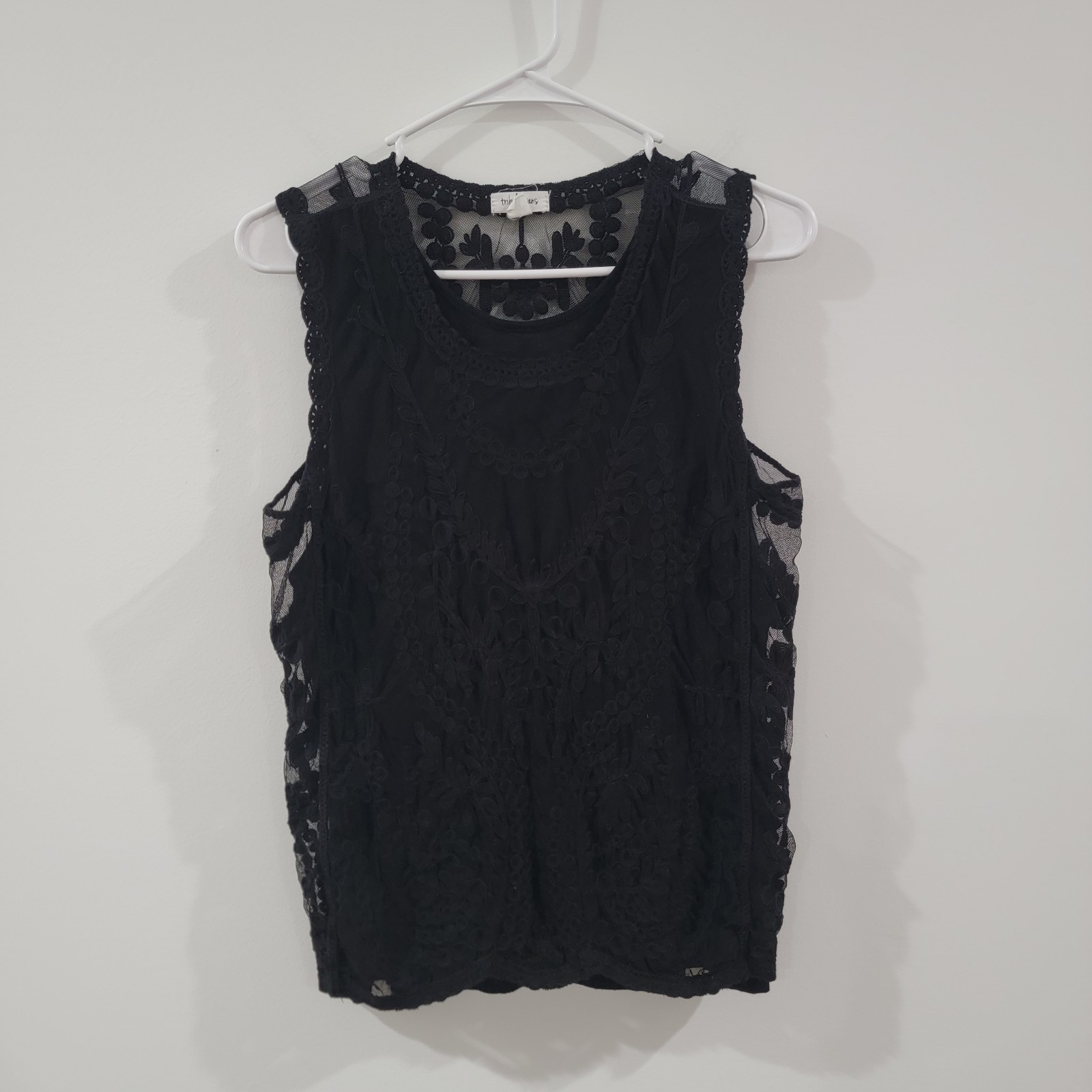 Tribal Jeans Womens Top Size Large Lace Floral Black Whimsigoth Dark Romance