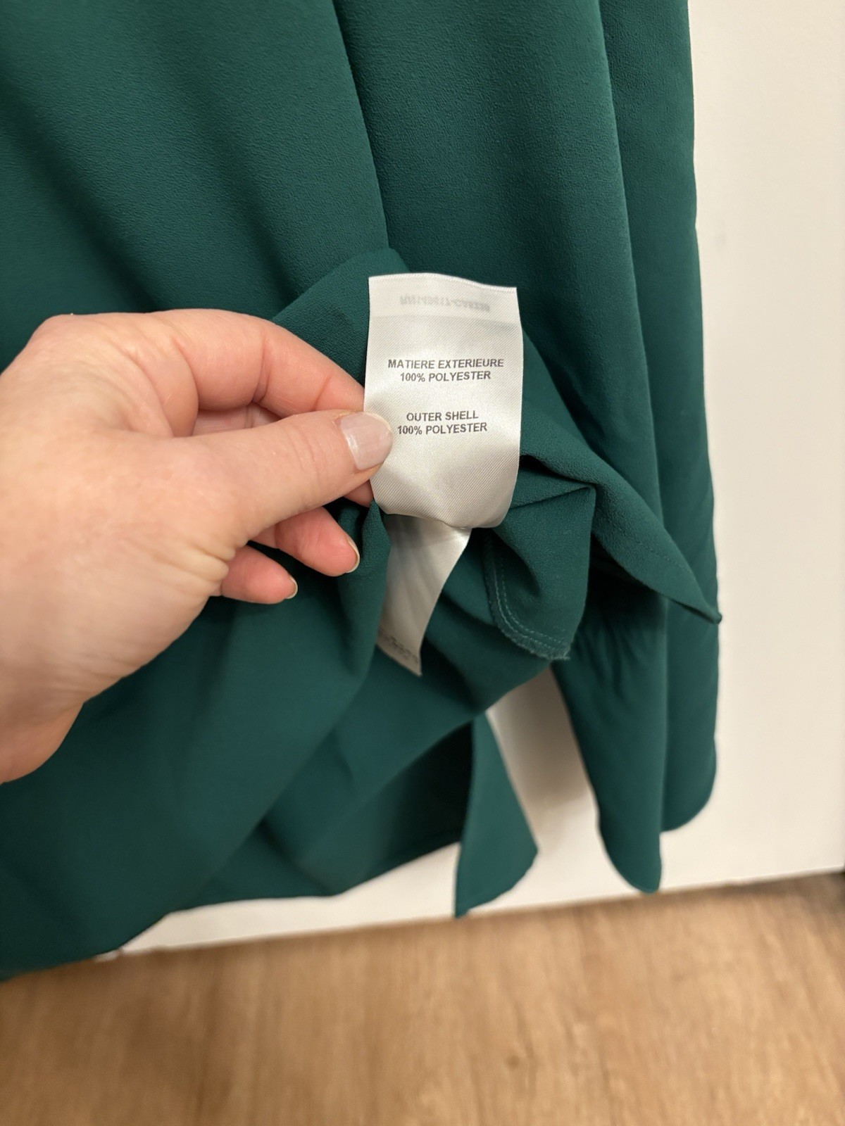 SeeByChloé Deep Pine Green Slit Sleeve Chiffon Blouse Pleated Shoulder Size 44