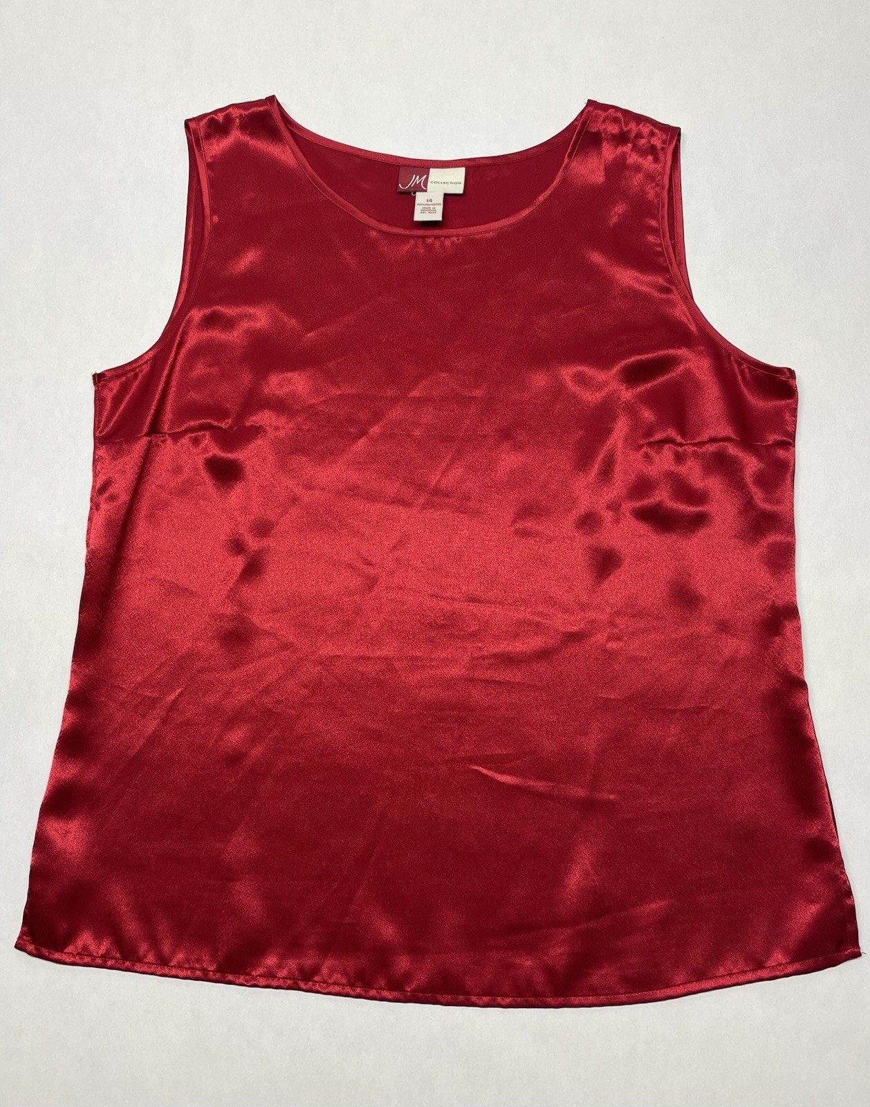 Vtg Red Satin Silky Feel Tank Top Sz 14 Whimsigoth Sultry Vampy Dark Romantic