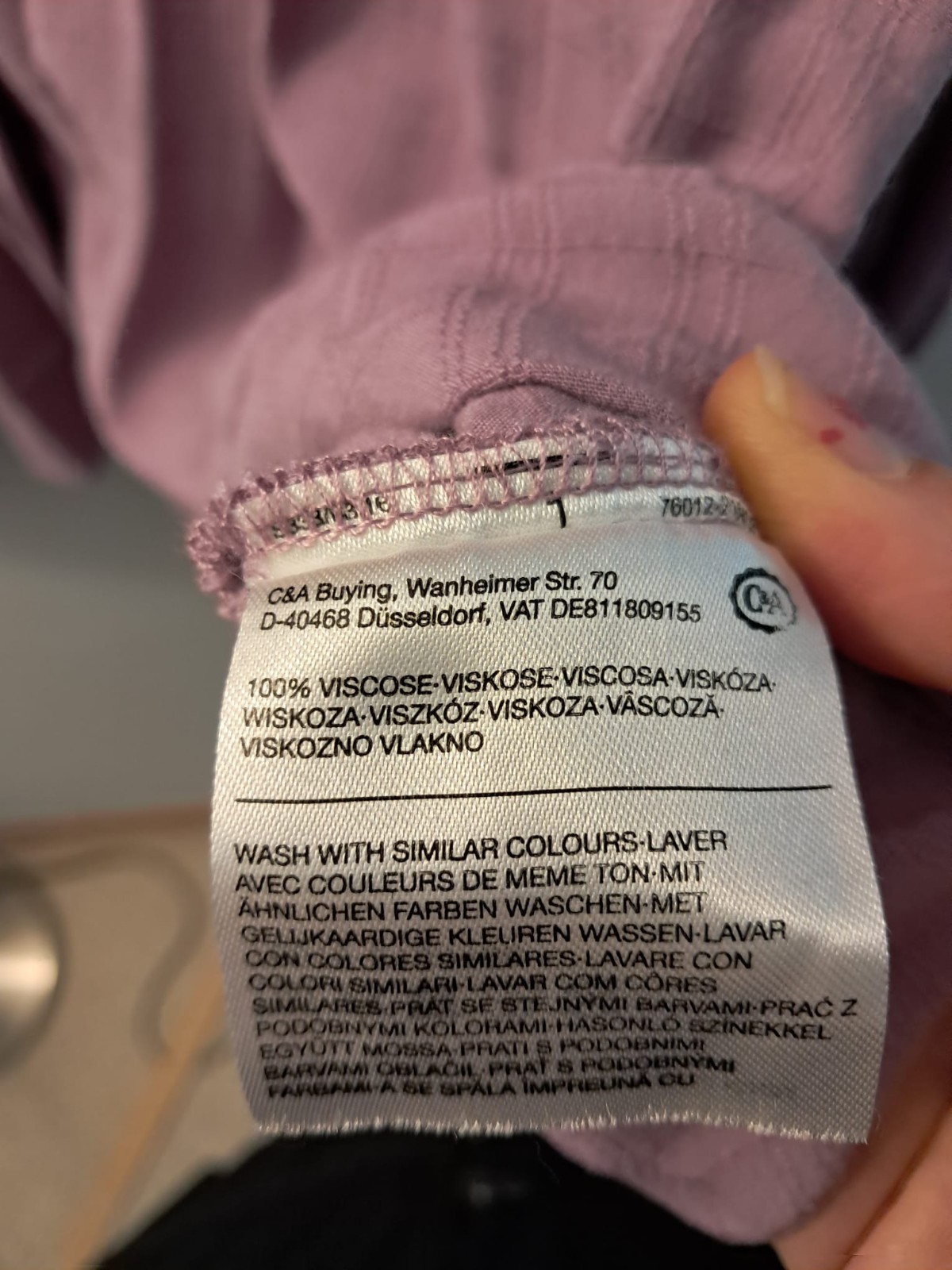 C&A Dusty Pink Mauve Ruffle Button Front Viscose Long Sleeve Blouse Top Sz 12 /