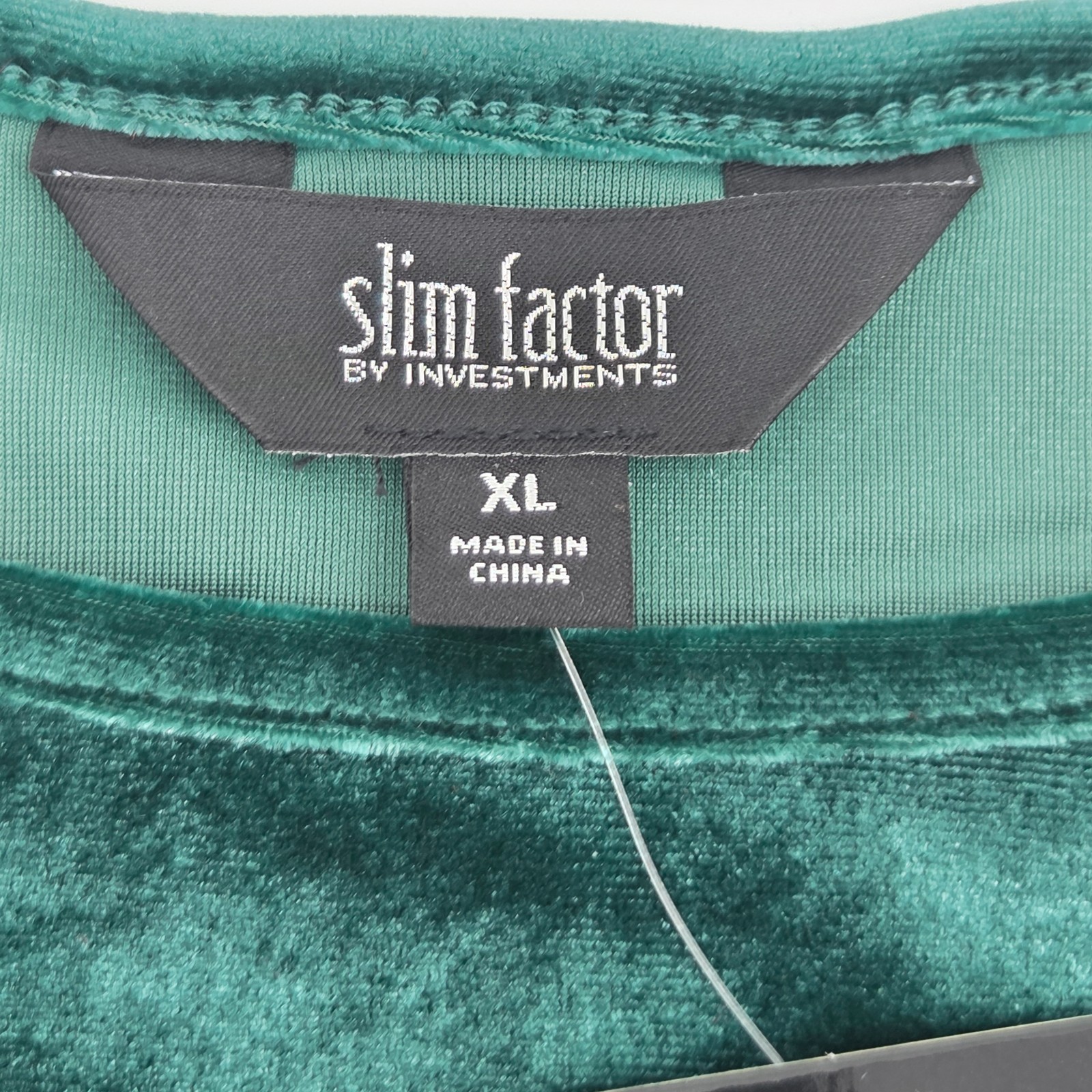 Slim Factor Emma Tunic Top Womens Size XL Green Velvet Mesh Bell Sleeves Boho