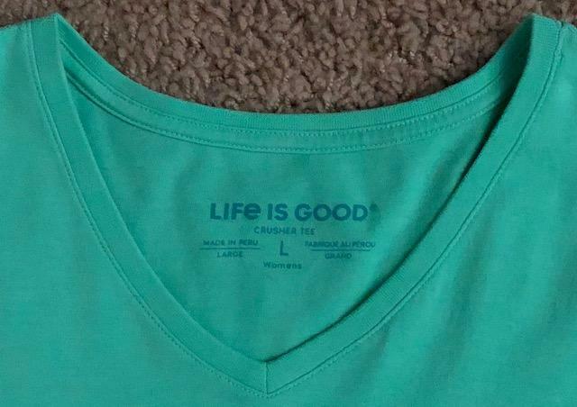 Life Is Good Stay Six Seagulls Apart Women’s Crusher Green T-Shirt Size L