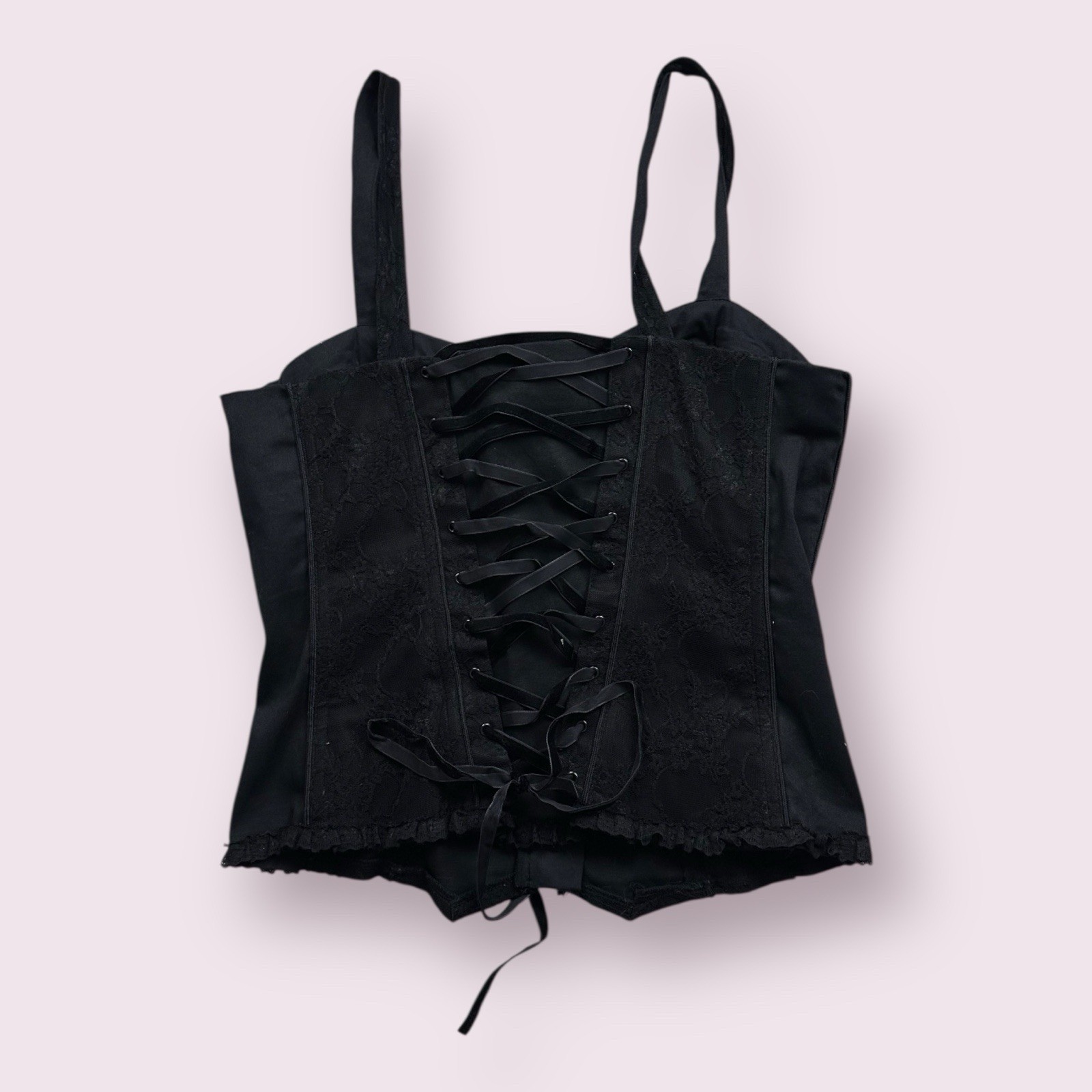 Vintage Women’s Tripp NYC Black Lace Corset Top Grunge Y2K 2XL Emo