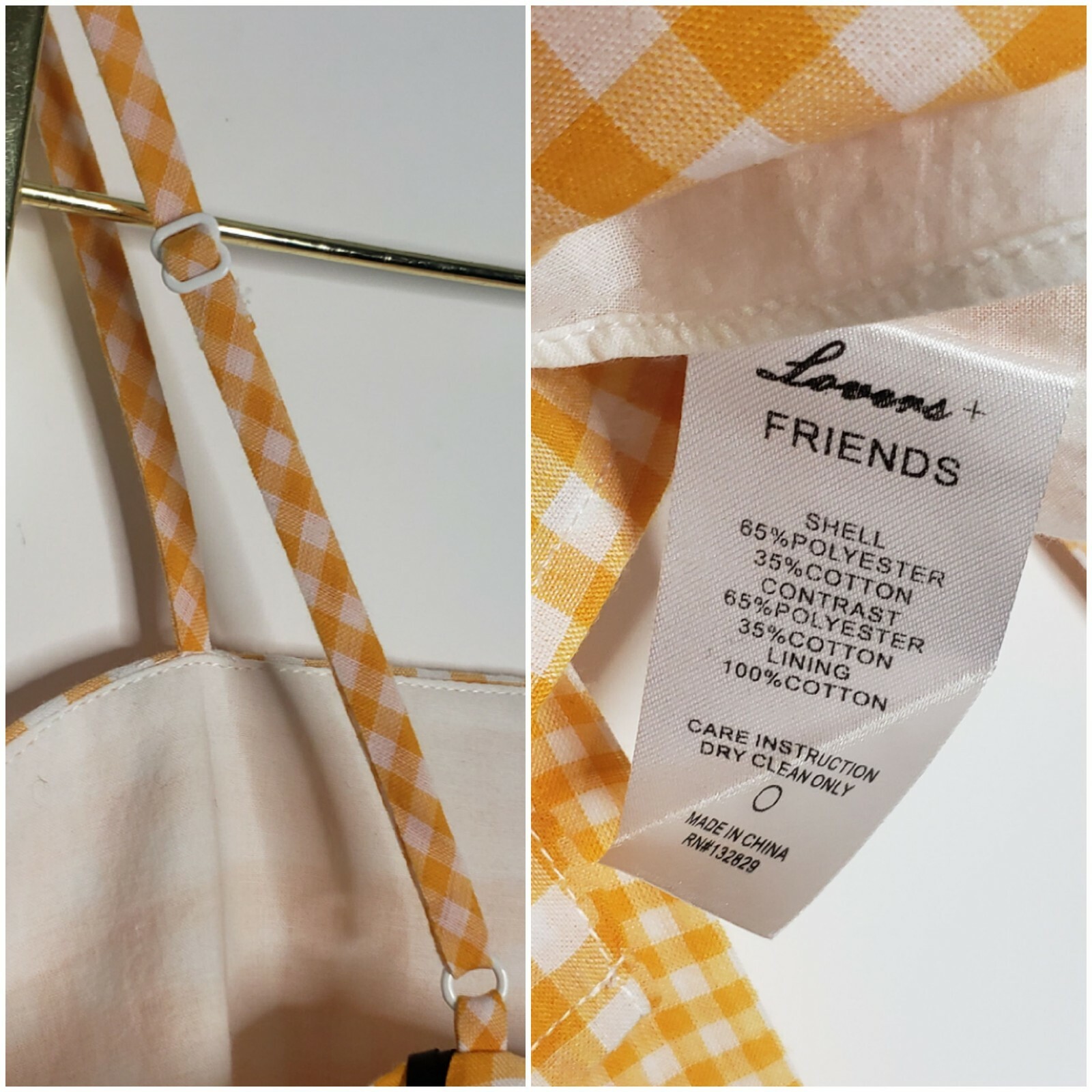 Lovers + Friends Women Medium Bowie Yellow White Gingham Check Back Tie Crop Top