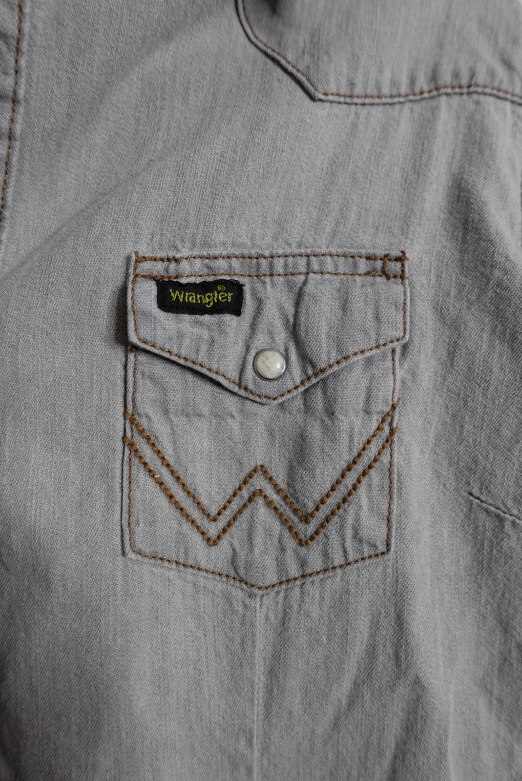 Western Wrangler Womens Long Sleeve Pearl Snap Western Shirt Gray Denim L