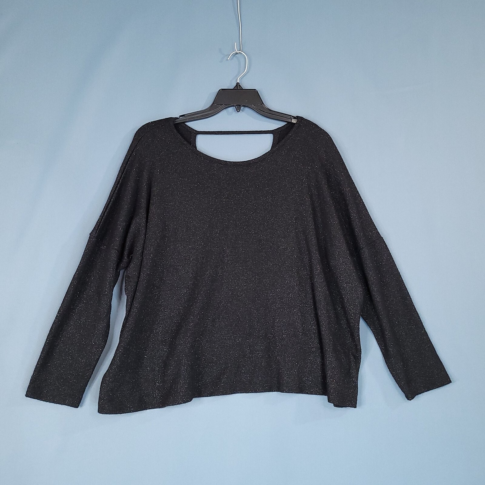Cherish Women’s Long Sleeve Pullover Shirt Glittery Black Size L