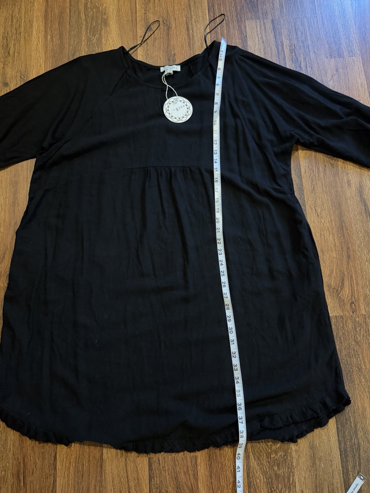 UMGEE Black Solid Round Neck 3/4 Sleeve Pullover Dress Plus 1X New w/ Tags