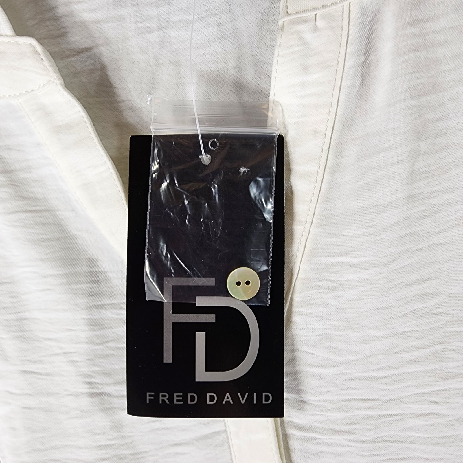 Fred David 1/2 Button Popover Blouse Womens 3X Ivory Peplum Ruffle Collar NWT