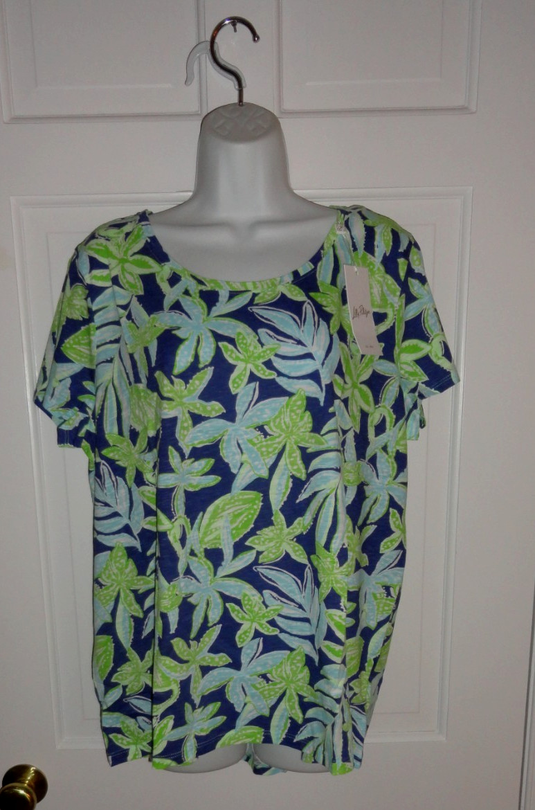 NWT LILLY PULITZER SAPPHIRE POOL TROPICAL TANGO SCOOP- NECK ETTA TOP XXL