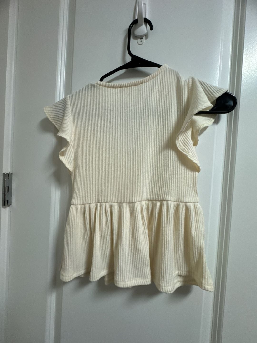 Altar’d State ribbed button-front peplum top with flutter sleeves