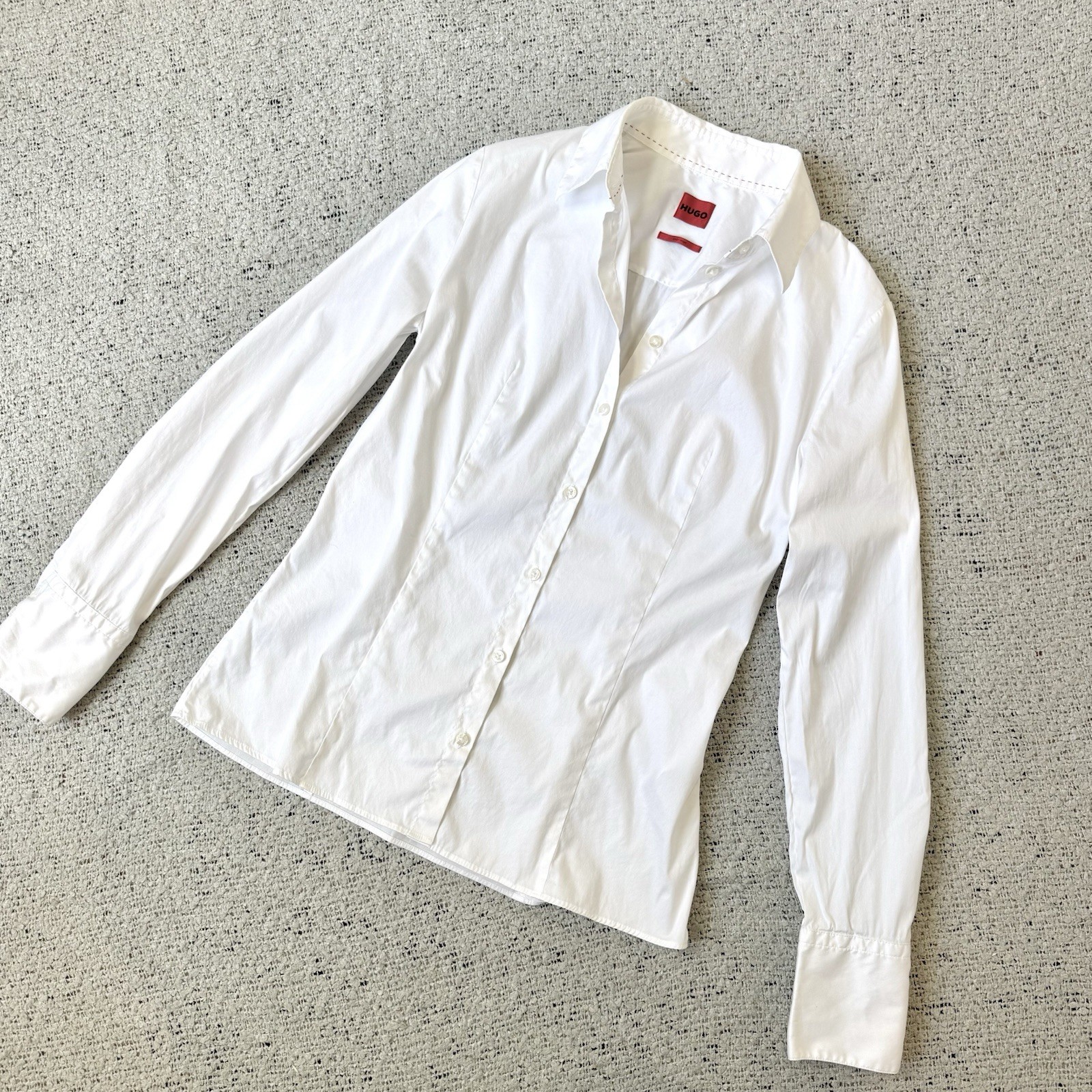 Hugo Easy Iron White Button Down Shirt Women’s US 4 White Career Blouse Office