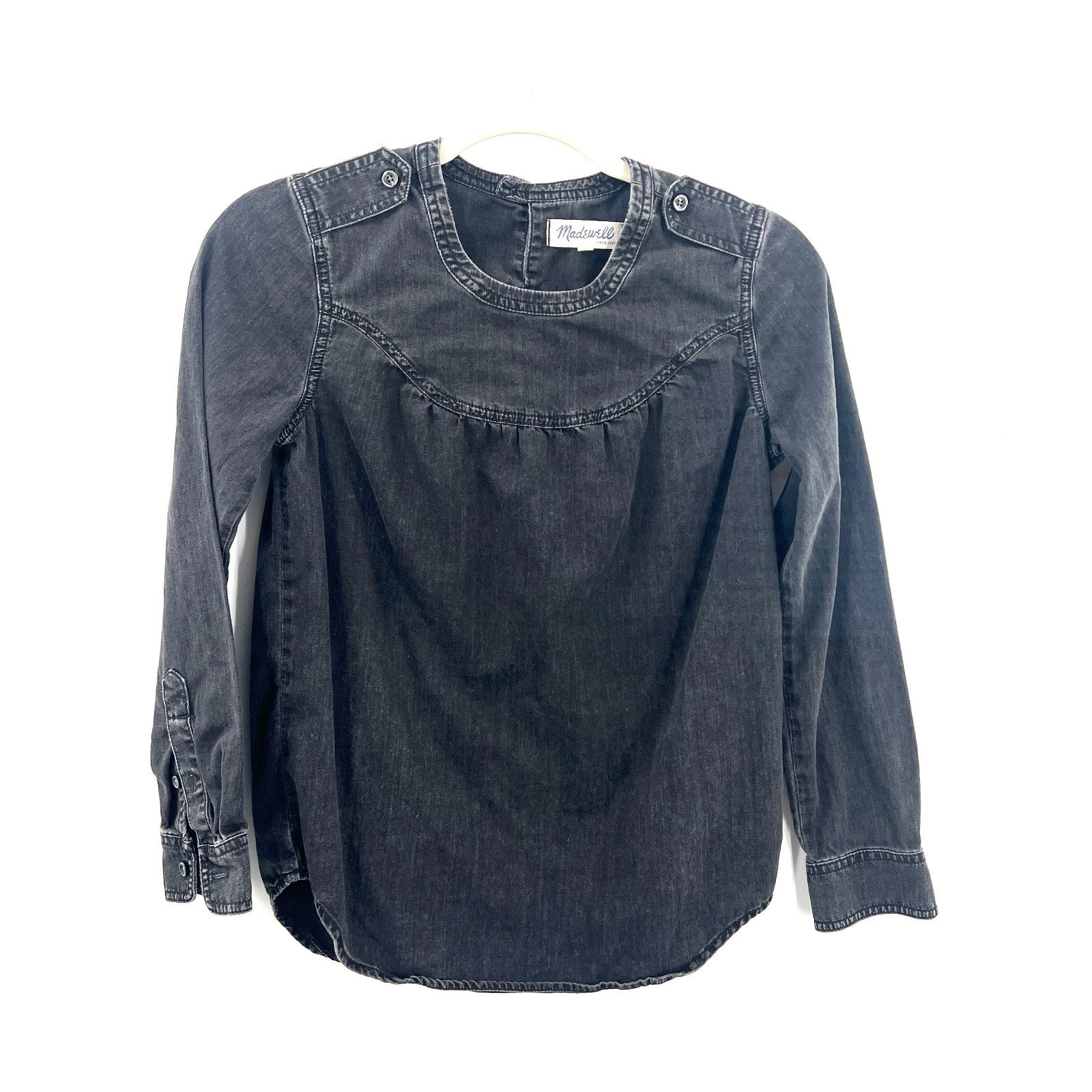 Madewell black denim long sleeve classic modern boho casual top pirate XXS