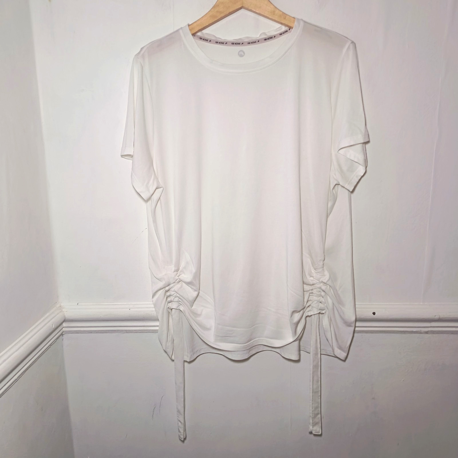 F&F Womens Top White Size UK 20 Activewear Balletcore T-shirt Gym Dance Yoga