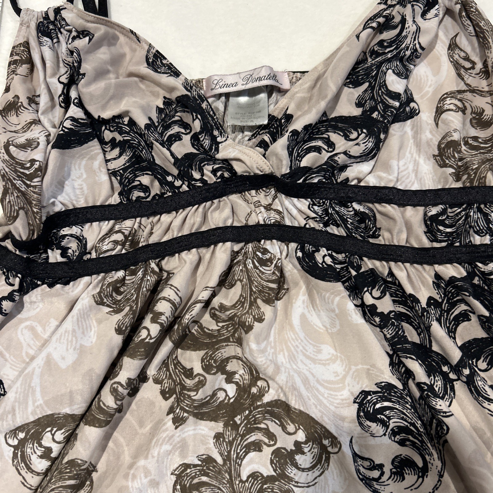 Linea Donatella Baroque Camisole Top M Y2K Whimsigoth Satin Empire Waist Cami