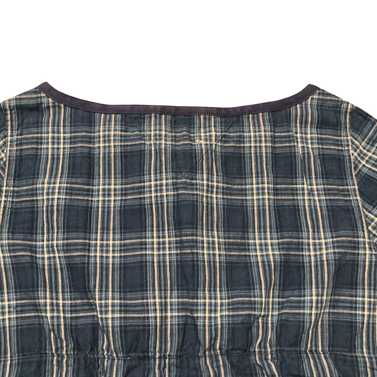 Vintage Y2K Tommy Hilfiger Plaid Top Womens Large Blue Empire Waist Tie Front