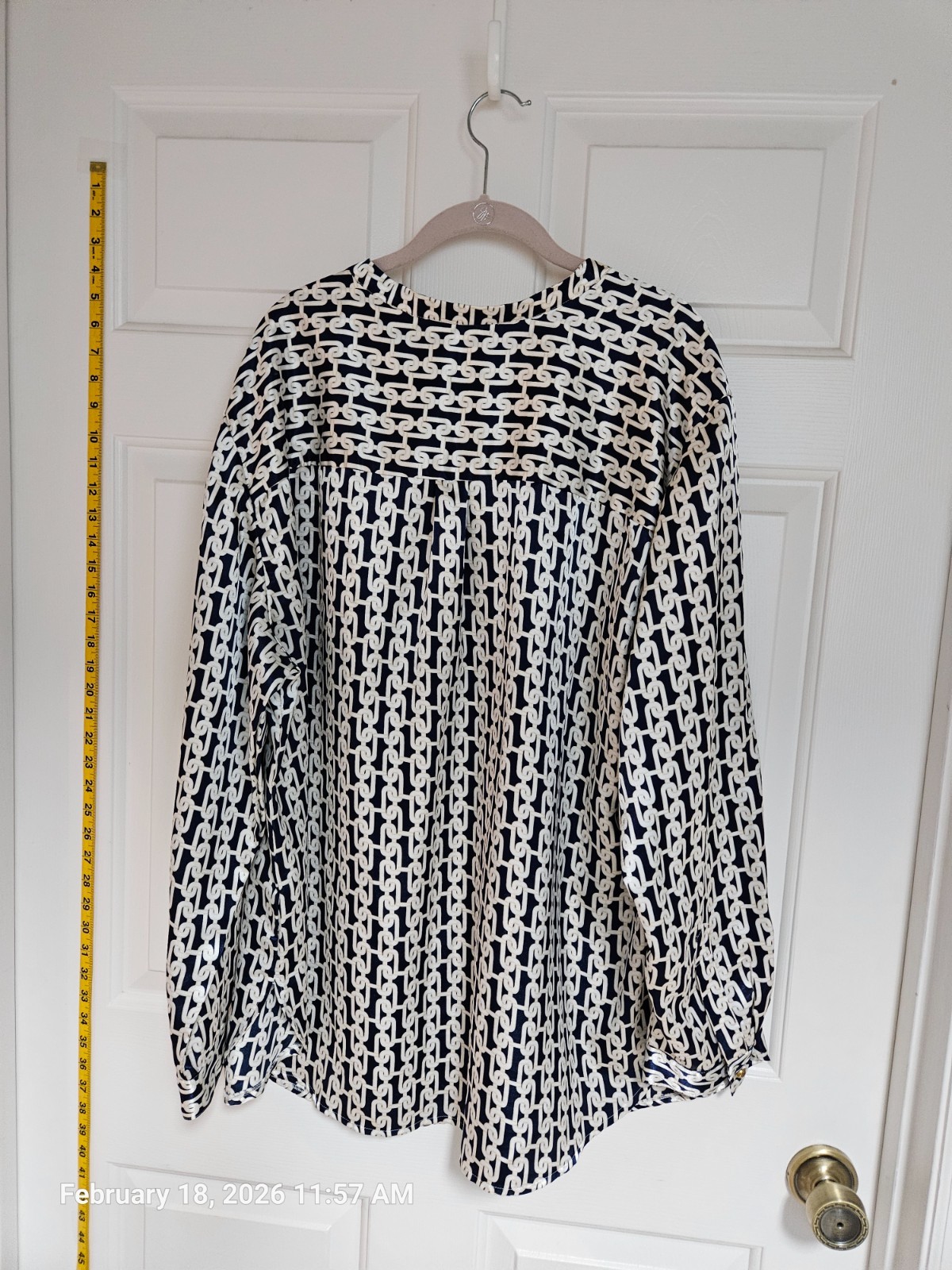 Silhouettes Womens Plus 3x Blouse Blue/White/Gold Tunic