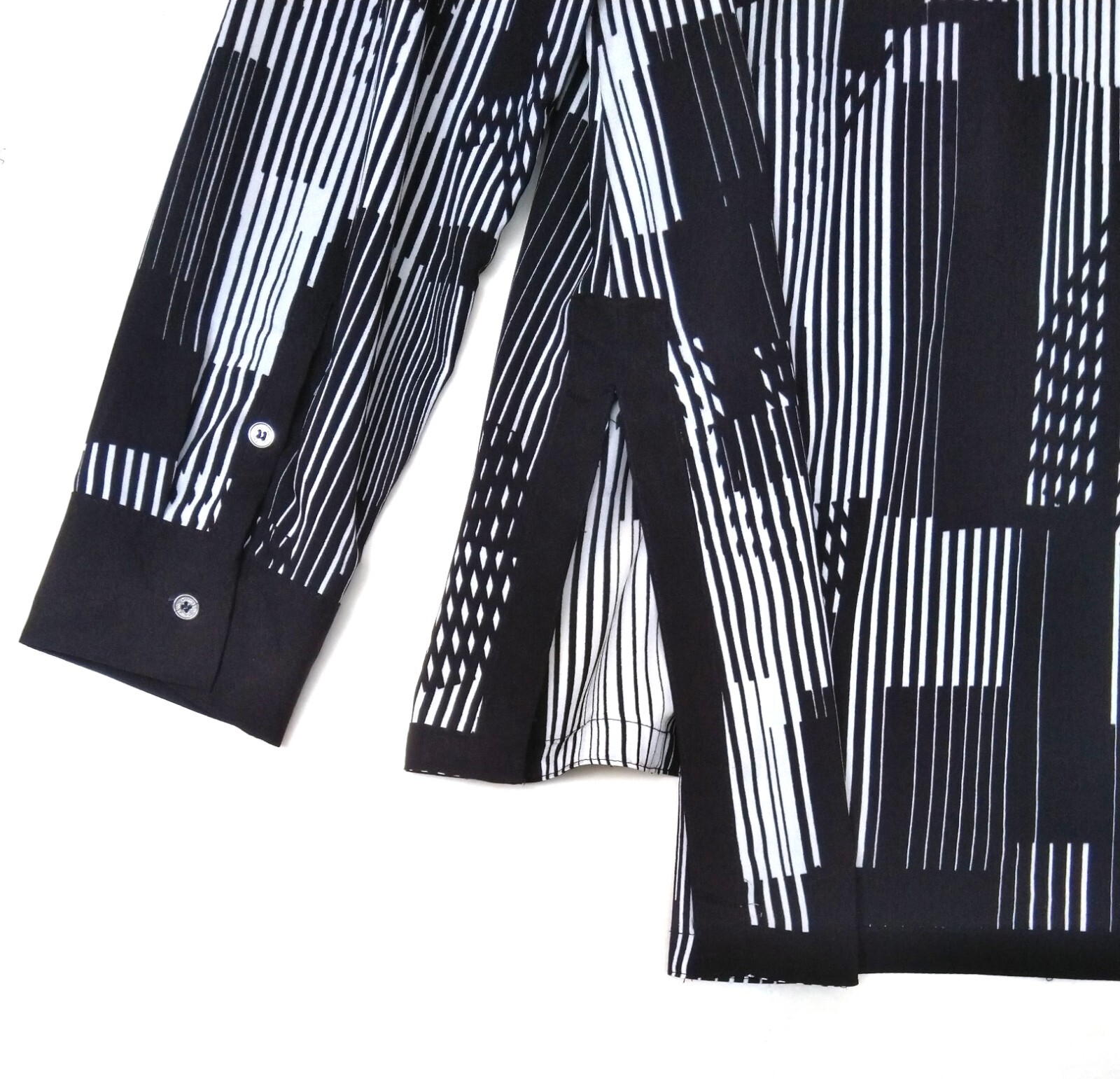 Calvin Klein Button Top Women Size M Long Sleeve B And W Geometric Modern Design