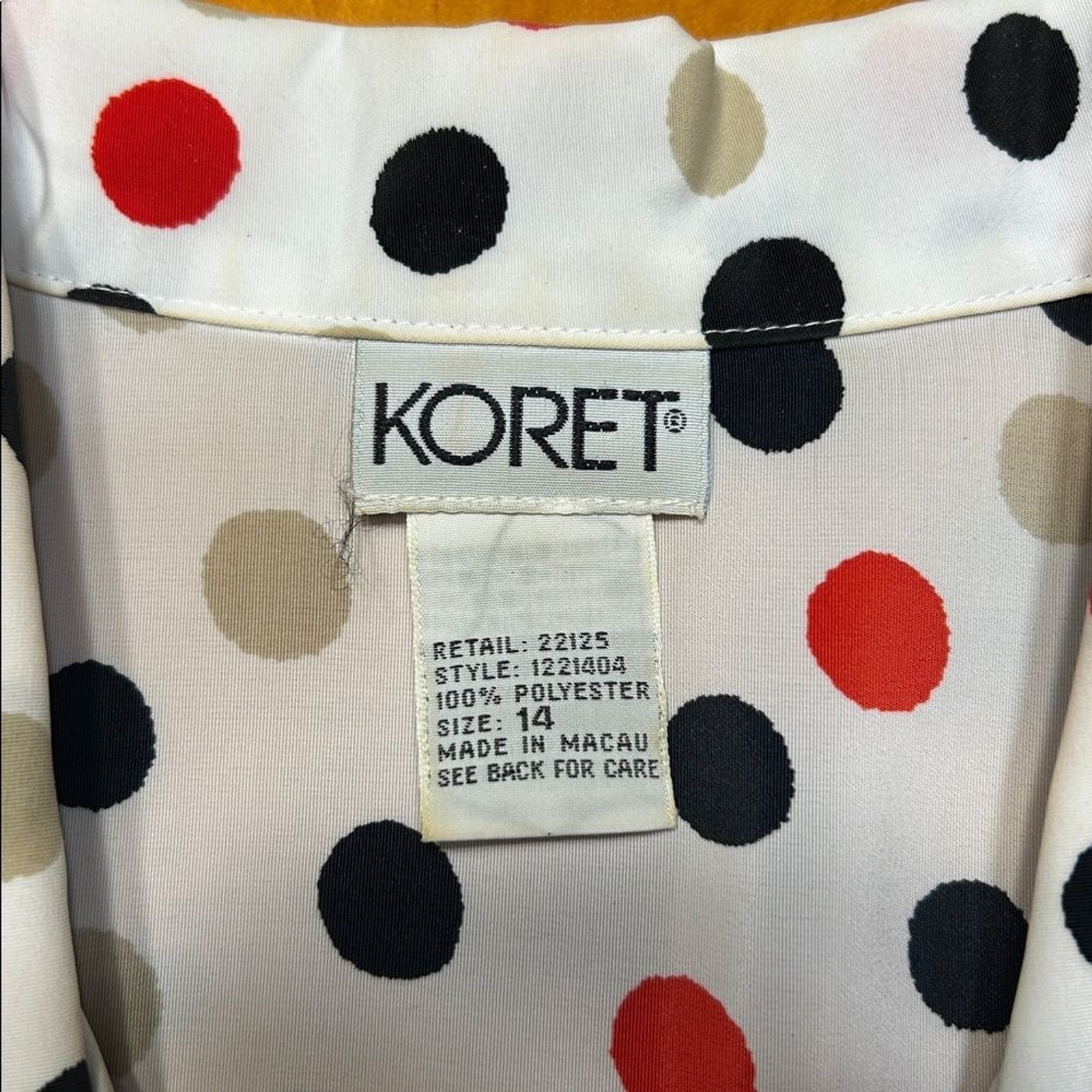 Koret Women’s Short Sleeve Multicolor Polka Dot Button-Up Blouse 80s Y2K Granny