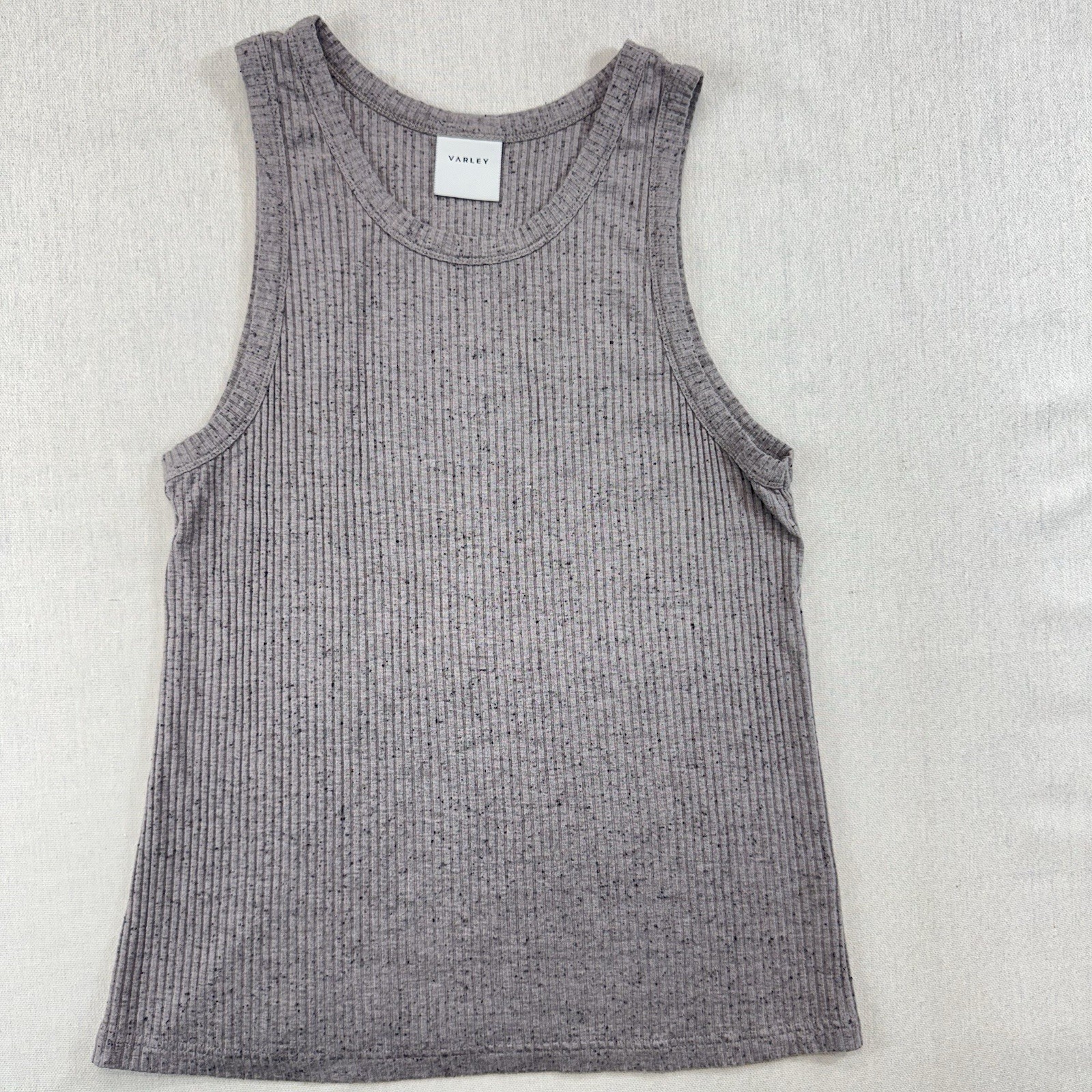 Varley Women’s LG Beige Ribbed Muscle Tee Stretch Casual